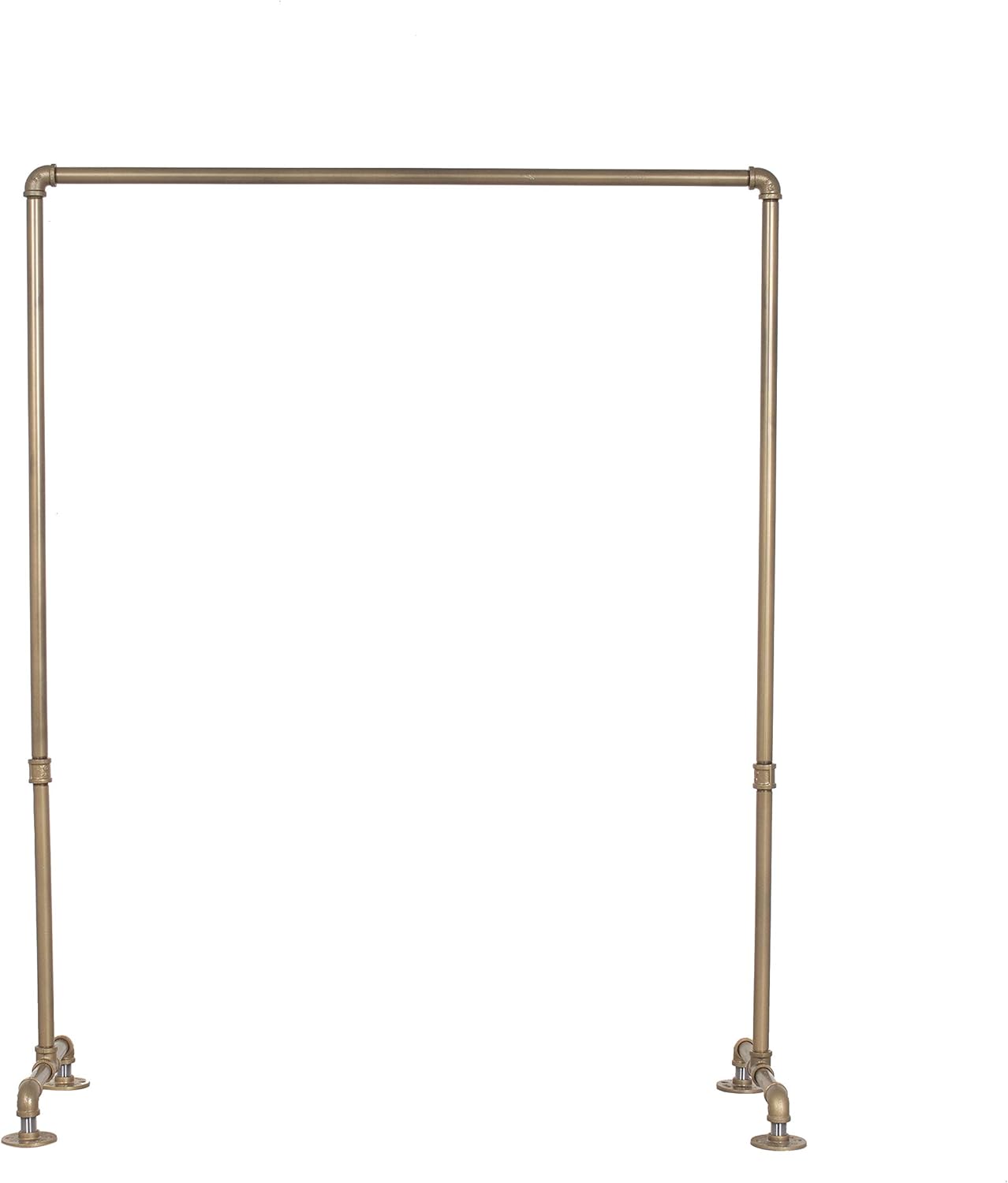 William Roberts Vintage Industrial Pipe Clothing Rack, Heavy Duty Steel Construction, Freestanding Design, Gold Finish (48 Inches Wide)