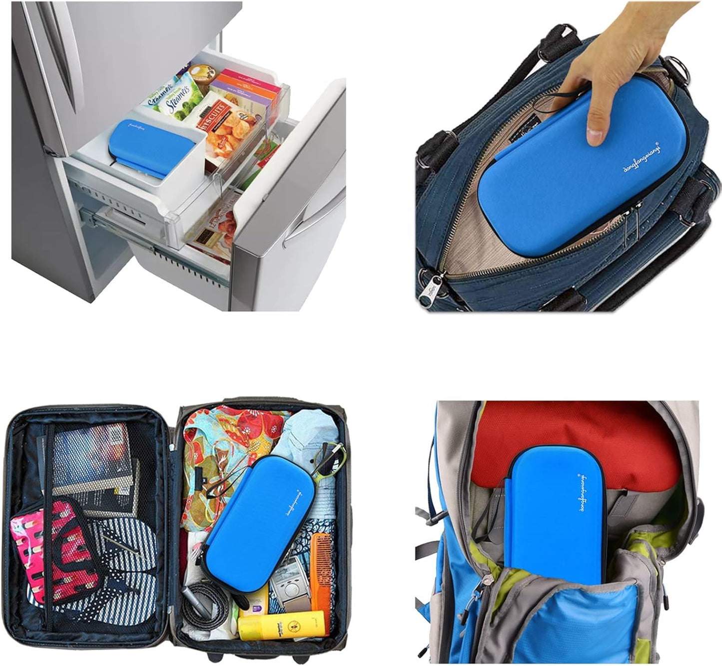 YOUSHARES Insulin Cooler Travel Case with 3 TSA Approved Ice Packs - EVA Medication Diabetic Case for Insulin Pen, Glucose Meter and Supplies (Blue)