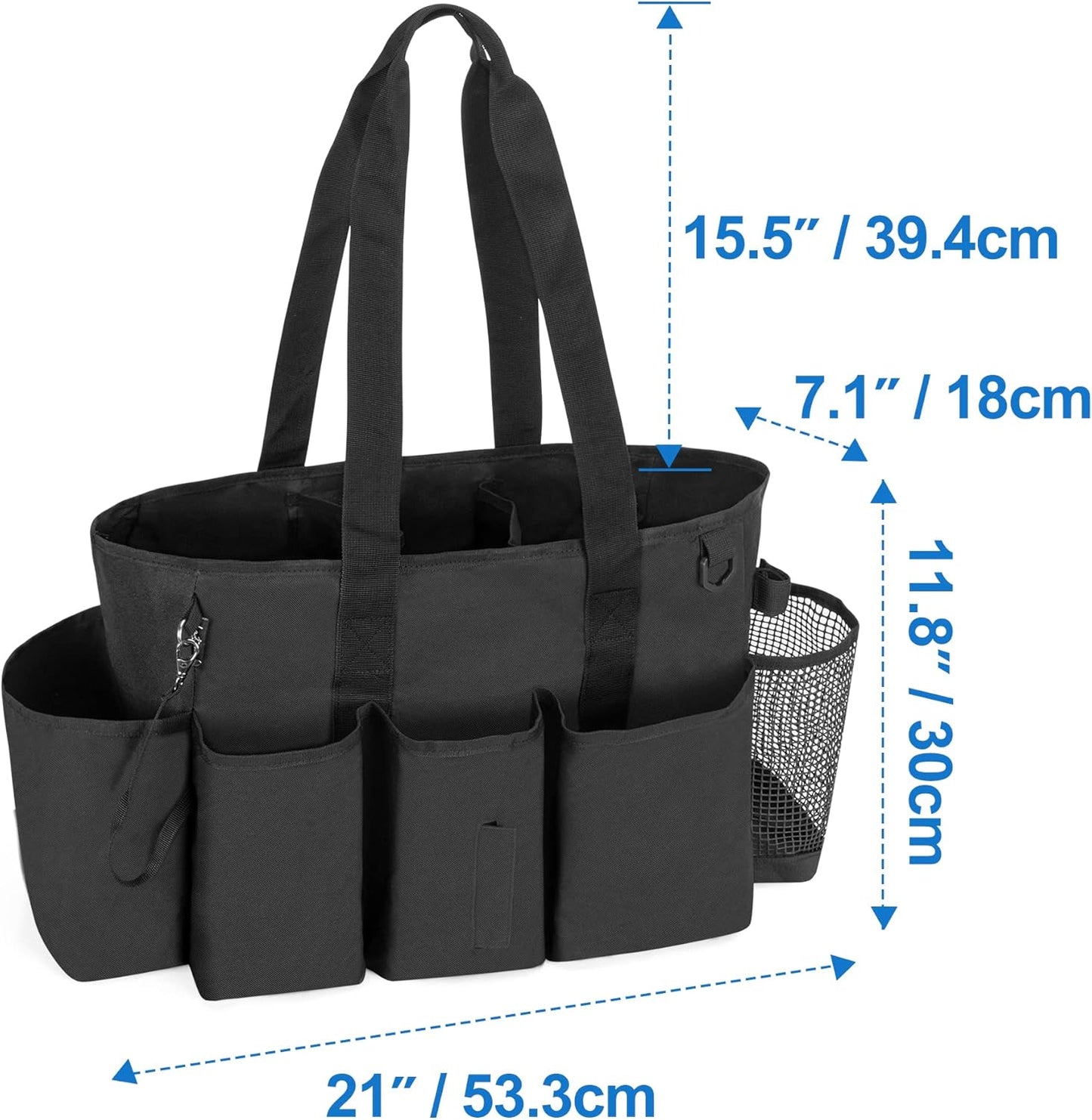 LoDrid Professional Cleaning Tote Caddy for Cleaning Supplies, Cleaning Bag Organizer with Dividers and Handle Strap for Housekeepers Work, Black, (Bag Only)