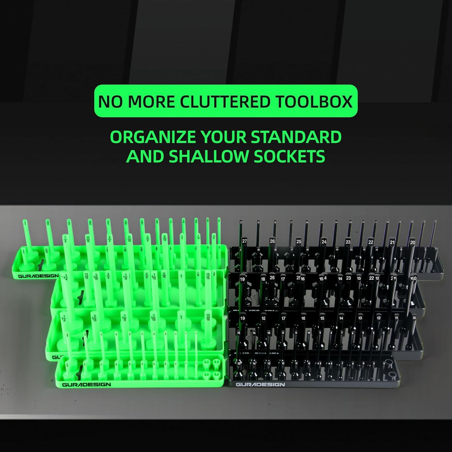 8PCS Socket Organizer Set, Socket Holder, 1/4", 3/8", 1/2" Metric & SAE Socket Tools Trays.