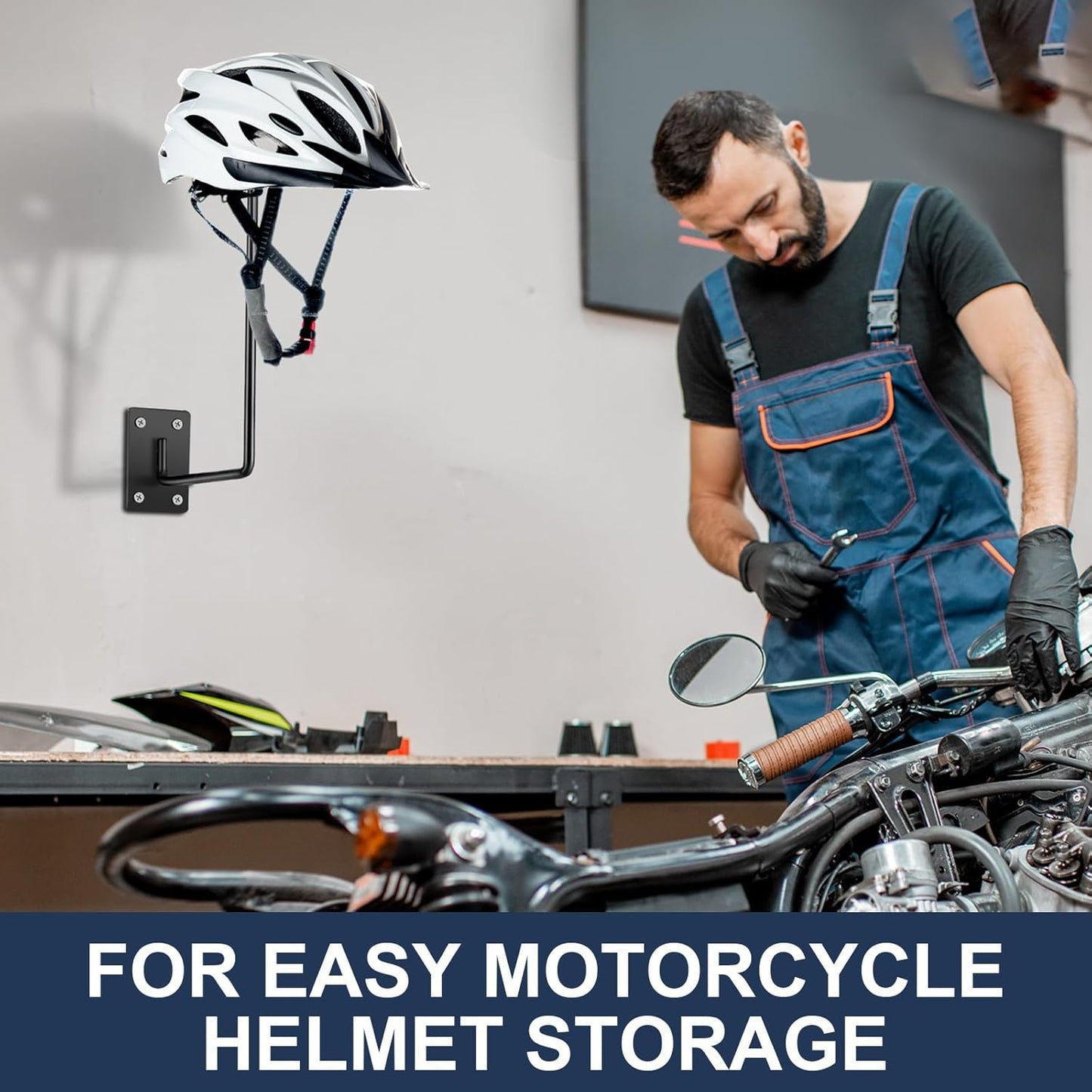 6 Pack Helmet Hanger Wall Mount Motorcycle Helmet Rack Metal Ball Holder for Basketball Volleyball Football Multifunctional Display Hook Stand for Cap Hat Wig Riding Jacket Coat