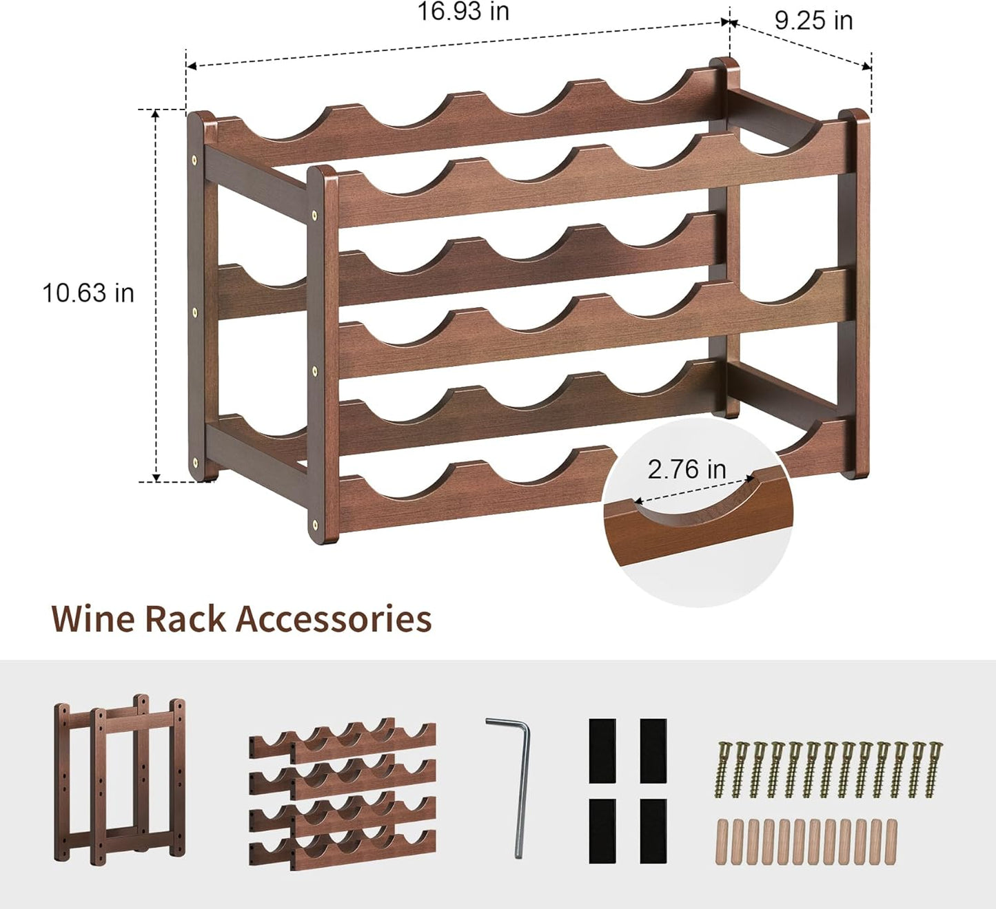 Wine Rack Bamboo Wine Racks Countertop,Sturdy Wine Rack for Inside Cabinet & Freestanding Floor,2 Set of 3-Tier 12 Bottles Racks for Kitchen,Cabinets,Home Bar,Wine Storage Racks(3-Tiers)