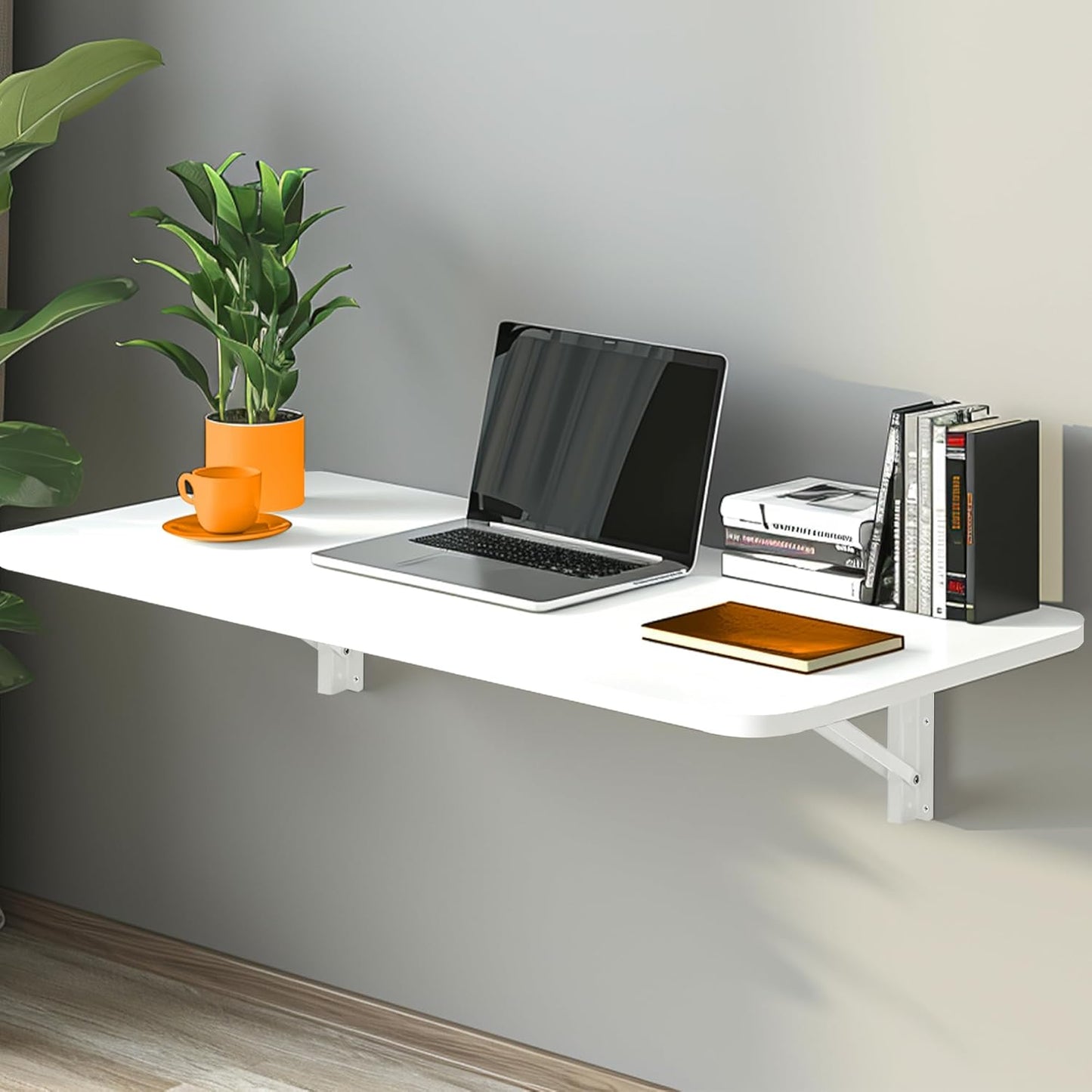 Laundry Folding Table, 32'' x 16'' Wooden Wall Mount Desk, Laundry Table for Folding Clothes, White, 32'' Length