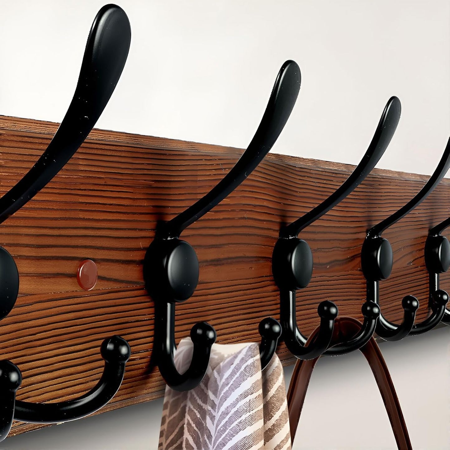 Large Coat Rack Wall Mount 38.6'' Rustic Wood Coat Rack Hook Long Coat Hooks Wall Mount Farmhouse Wall Hooks for Hanging Coat, Bags, Towels