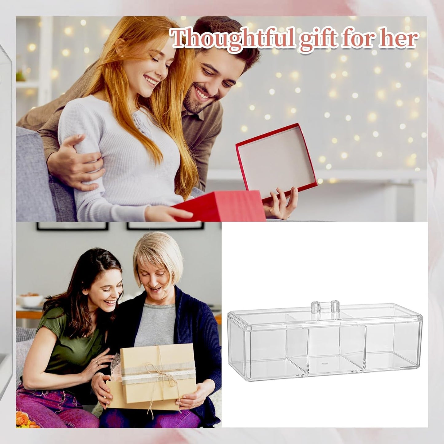 Hair Accessories Organizer for Girls, Clear Acrylic Hair Tie Organizer, or Headband, bows,Cute Small Stackable Storage Drawer Container Caddy Box for Bathroom Vanity Countertop 2PCS
