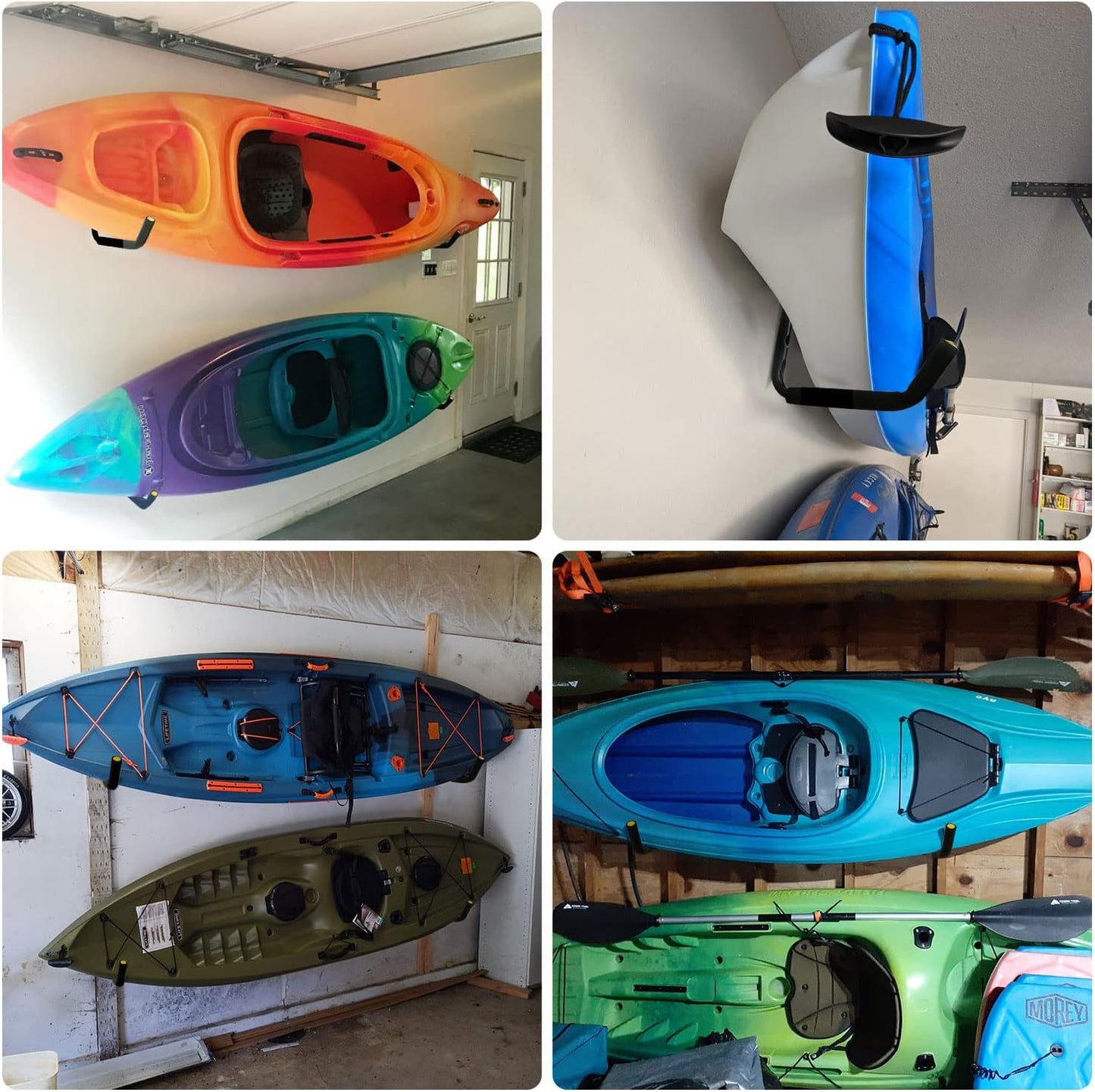 GEEDAR 100 LB Capacity (15") Heavy Duty Garage Storage Hooks (4packs) Kayak Storage Hanger Wall Mounted Rack for Hanging Ladders, Bikes