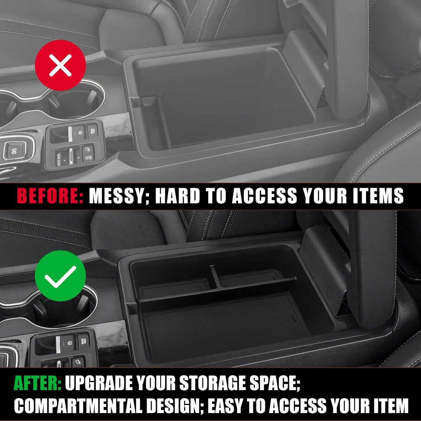 Muslogy Center Console Organizer & Wireless Charger Protective Mat Compatible with Honda Pilot 2023-2025/2024-2026 Passport Accessories Phone Charge Area Cover Console Inserts Mats Anti Slip 2PCS Set