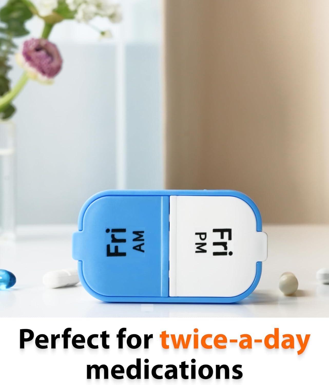 Extra Large Weekly Pill Organizer - XL Vitamin Holder with 7 Detachable AM PM Compartments - Portable Medicine Dispenser for Home and Travel, Big Supplement Container for Weekly or Daily Use, Rainbow