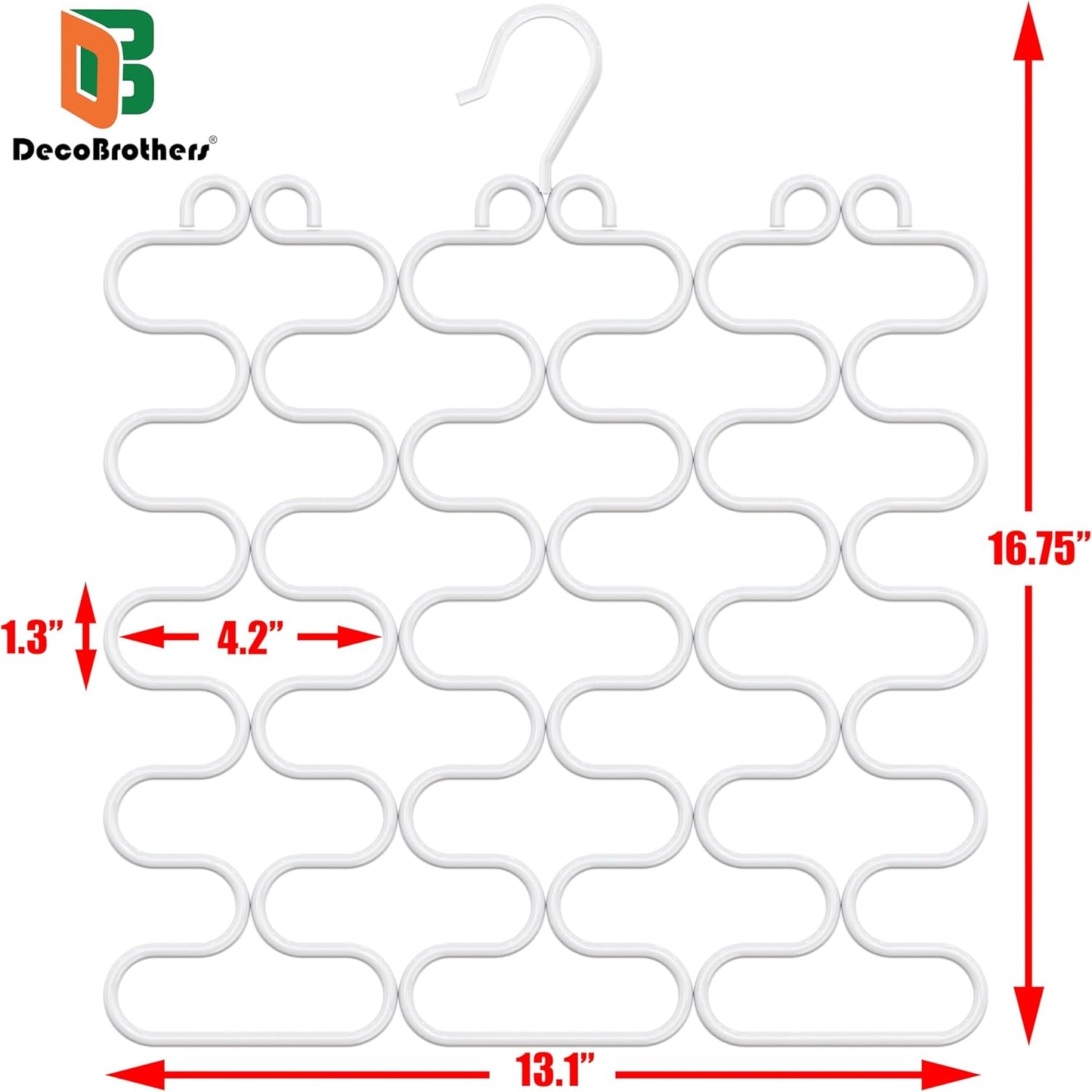 Deco Brothers Scarf Hanger for Closet, 23 Loop, White