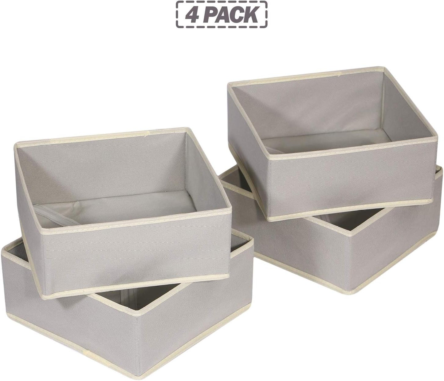 DIOMMELL Foldable Cloth Storage Box Closet Dresser Drawer Organizer Fabric Baskets Bins Containers Divider for Clothes Underwear Bras Socks Clothing,Set of 4 Grey 400