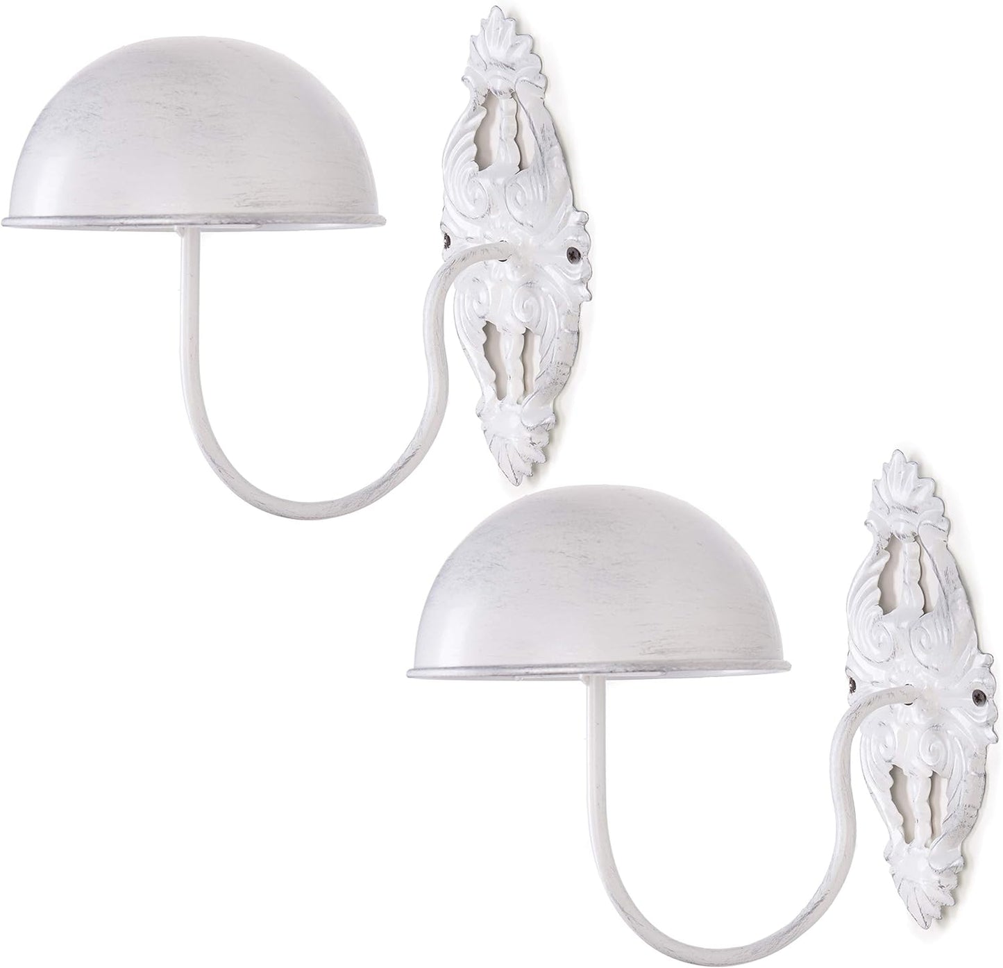 MyGift Hat Display Wall Mount,Set of 2 Wall-Mounted Black Metal Hat & Wig Display Racks (White)