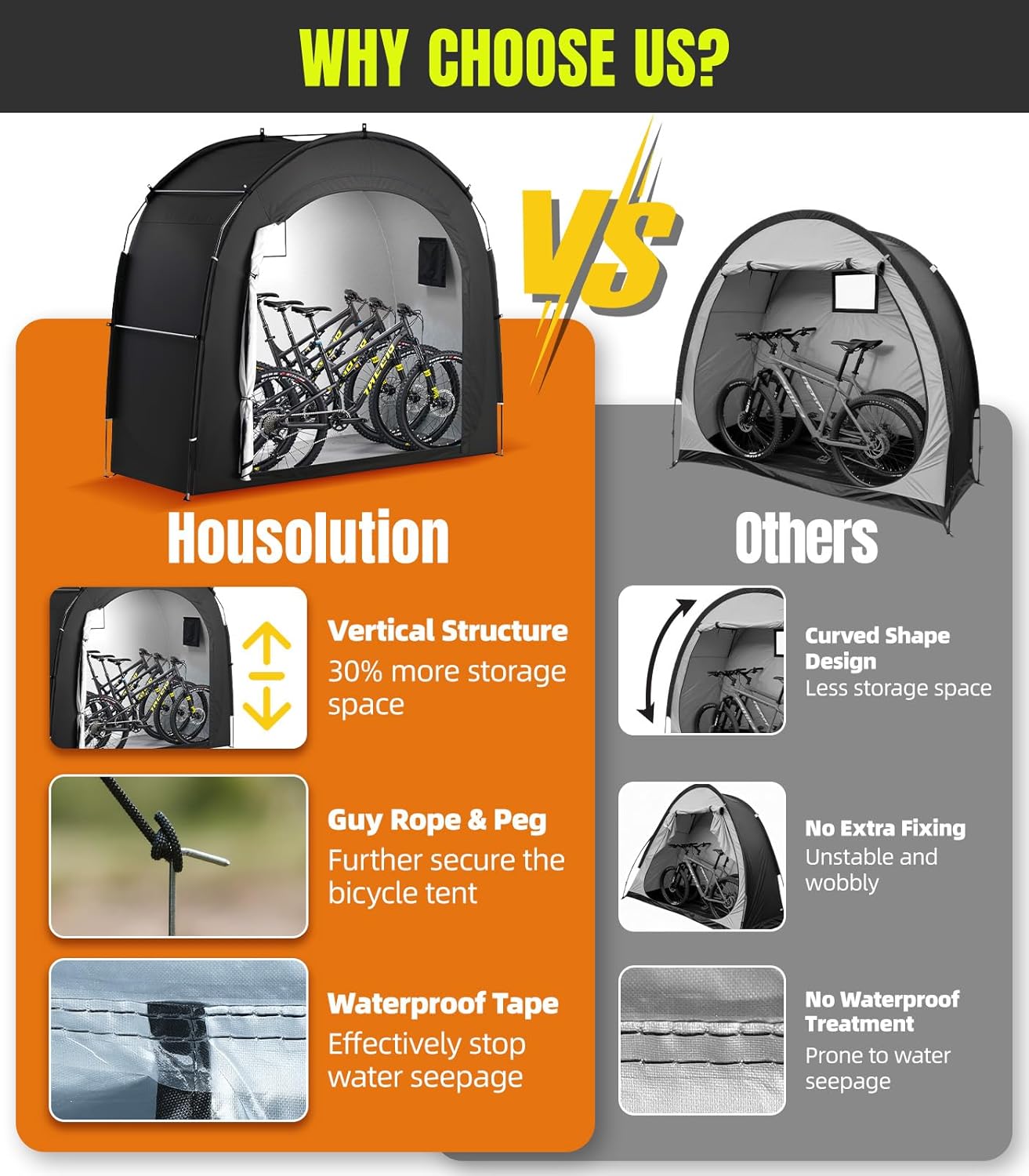 Housolution Bike Storage Tent Shed for 3 Bikes, Outdoor Portable 210D Oxford Thick PU4000 Waterproof Bike Cover with Ventilated Window, Bike Tent Fit for Bicycle, Lawn Mower, Garden Tools