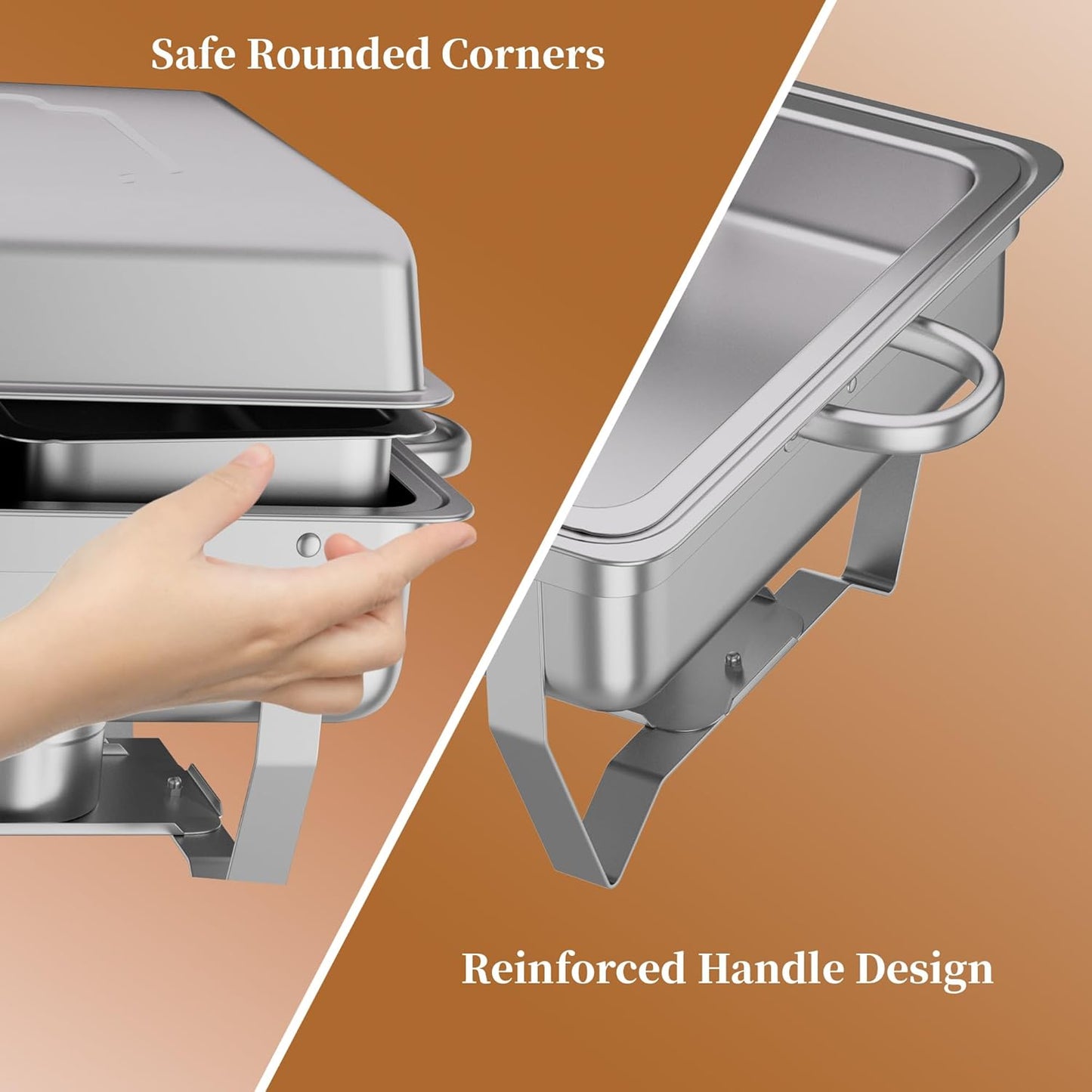 Chafing Dishes Buffet Set for Food Warming and Serving,11QT Stainless Steel Party Trays Warmers for Catering,Weddings,Events with Display and Rolled Edge Design,1 Pack, 3 Compartment