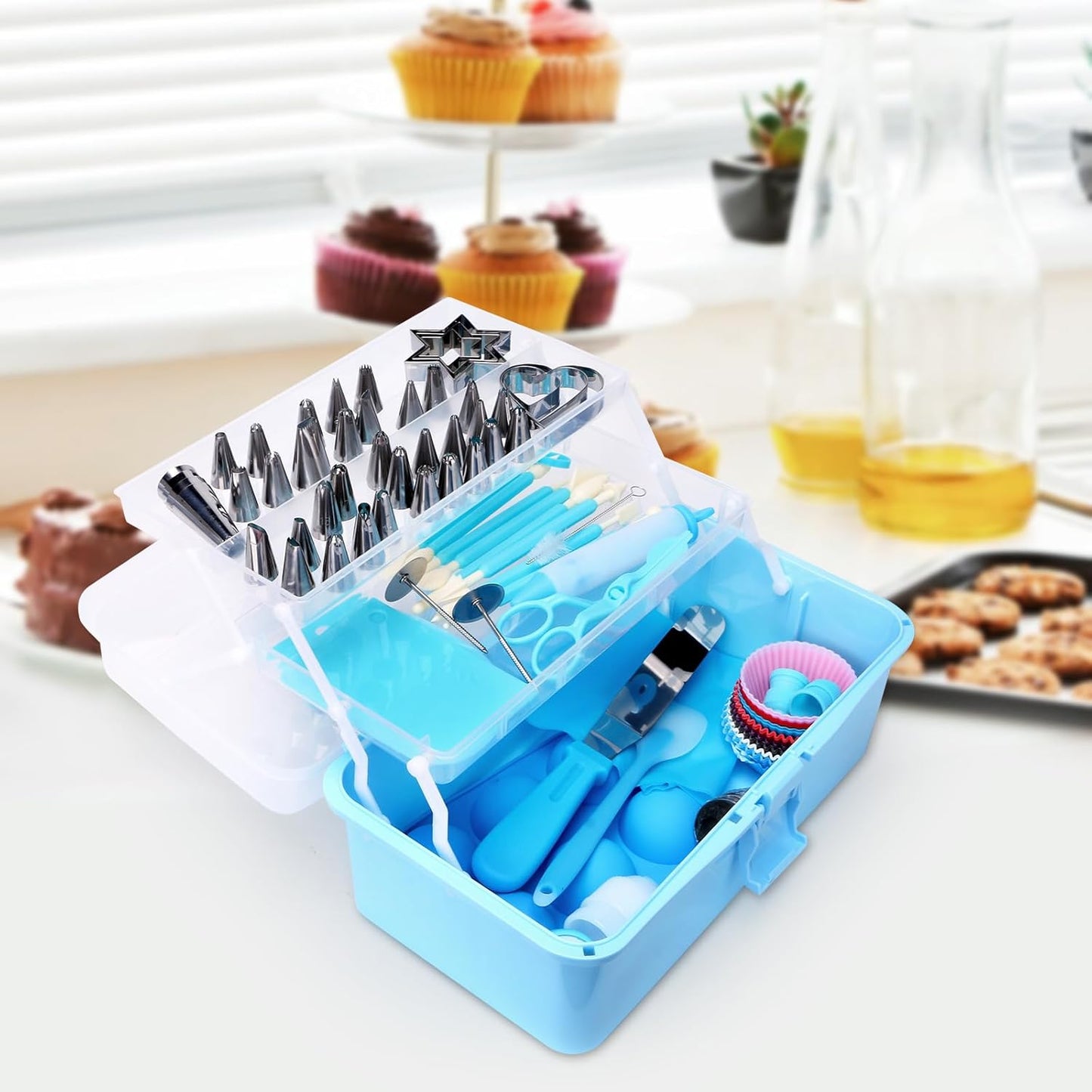 13 Inch Cake Decorating Storage Case, Suitable for Storing Baking Supplies (NOT INCLUDED), Blue