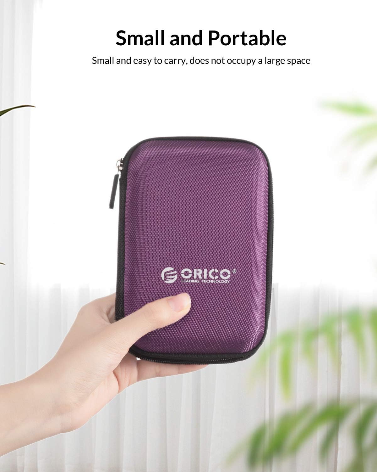 ORICO Hard Drive Case 2.5 inch External Drive Storage Carrying Bag Waterproof Shockproof with Inner Size 5.5x3.5x1.0inch for Organizing HDD and Electronic Accessories, Purple(PHD-25)