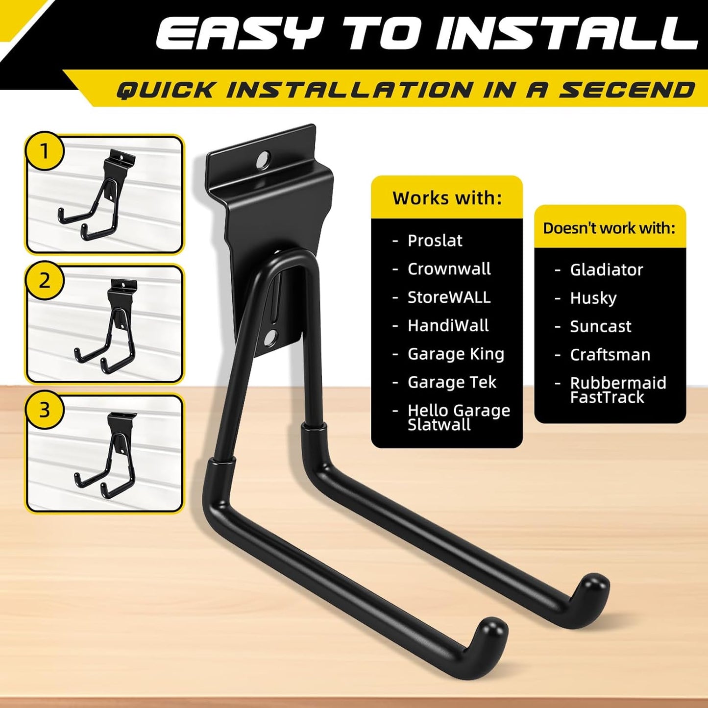 40 Pcs Slatwall Hooks & Hangers – Heavy-Duty Metal Slatwall Accessories Kit for Garage, Workshop & Shed Organization of Tools, Ladders, and Garden Equipment