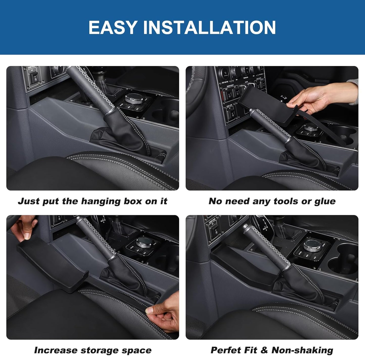 Center Console Organizer Compatible with INEOS Grenadier 2020-2024, Handbrake Storage Organizer ABS Material Insert Tray Accessories (Black)