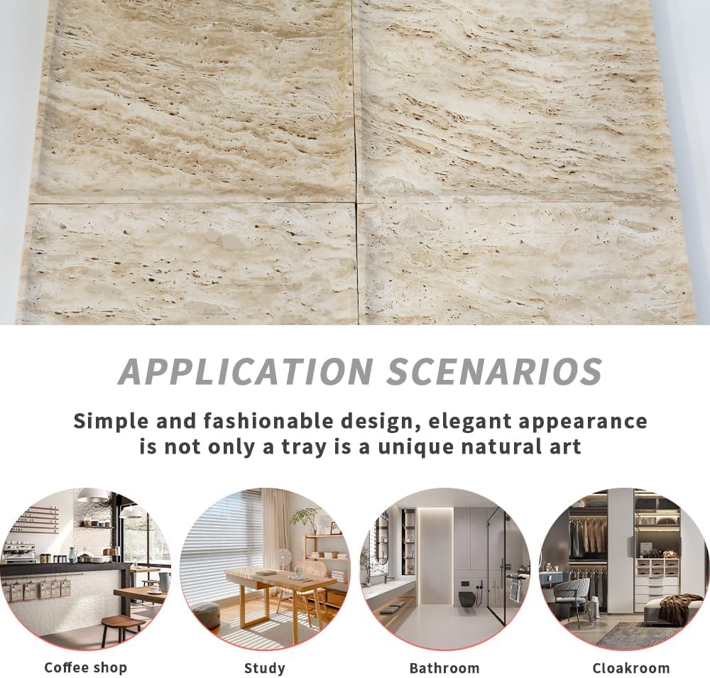 Natural Beige Travertine Marble Luxury Tray,for Kitchen Sink,Bathroom Soap Bottles,Makeup,Towel Organizer Tray