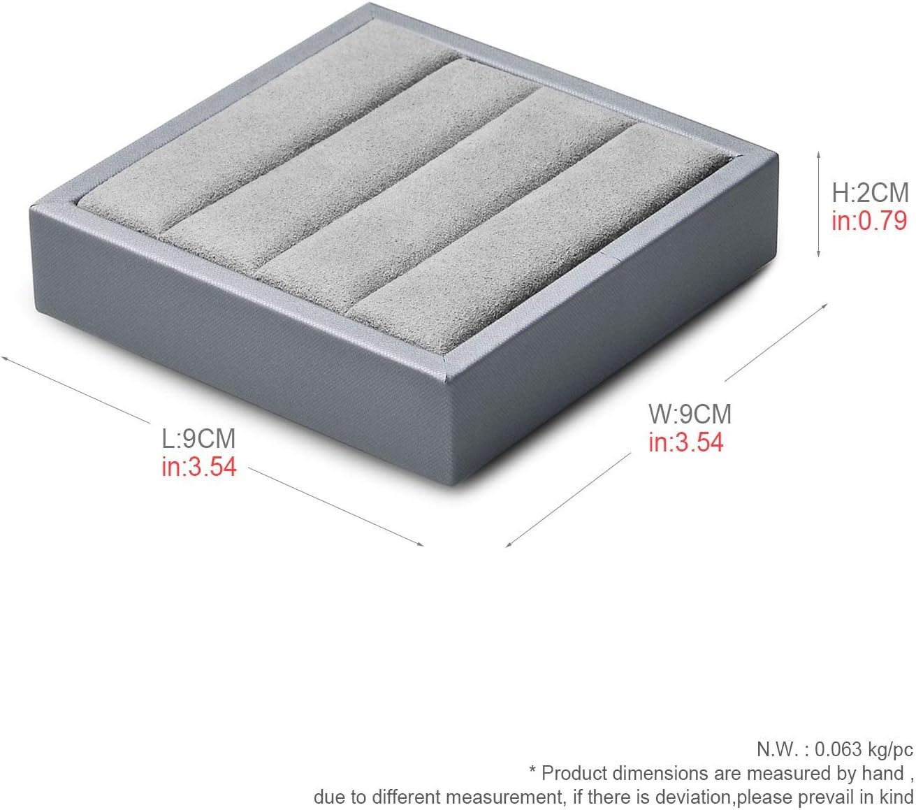 Oirlv Premium Leather Ring Display Stand Small Ring Tray Showcase Jewelry Display Jewelry Holder Home Organizer(Light Grey)