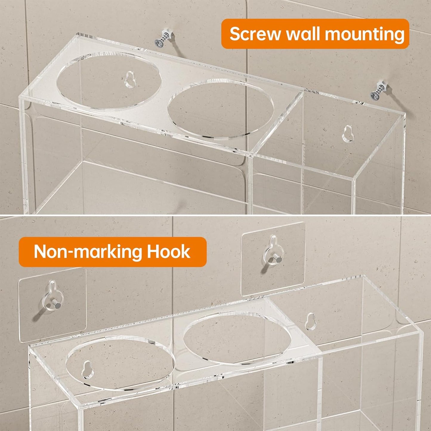 Hair Tool Organizer Acrylic: Hair Dryer Holder Wall Mount - Blow Dryer Holder Cabinet Door - Bathroom Countertop Organizer for Curling Iron Hot Styling Tools Flat Iron - Clear