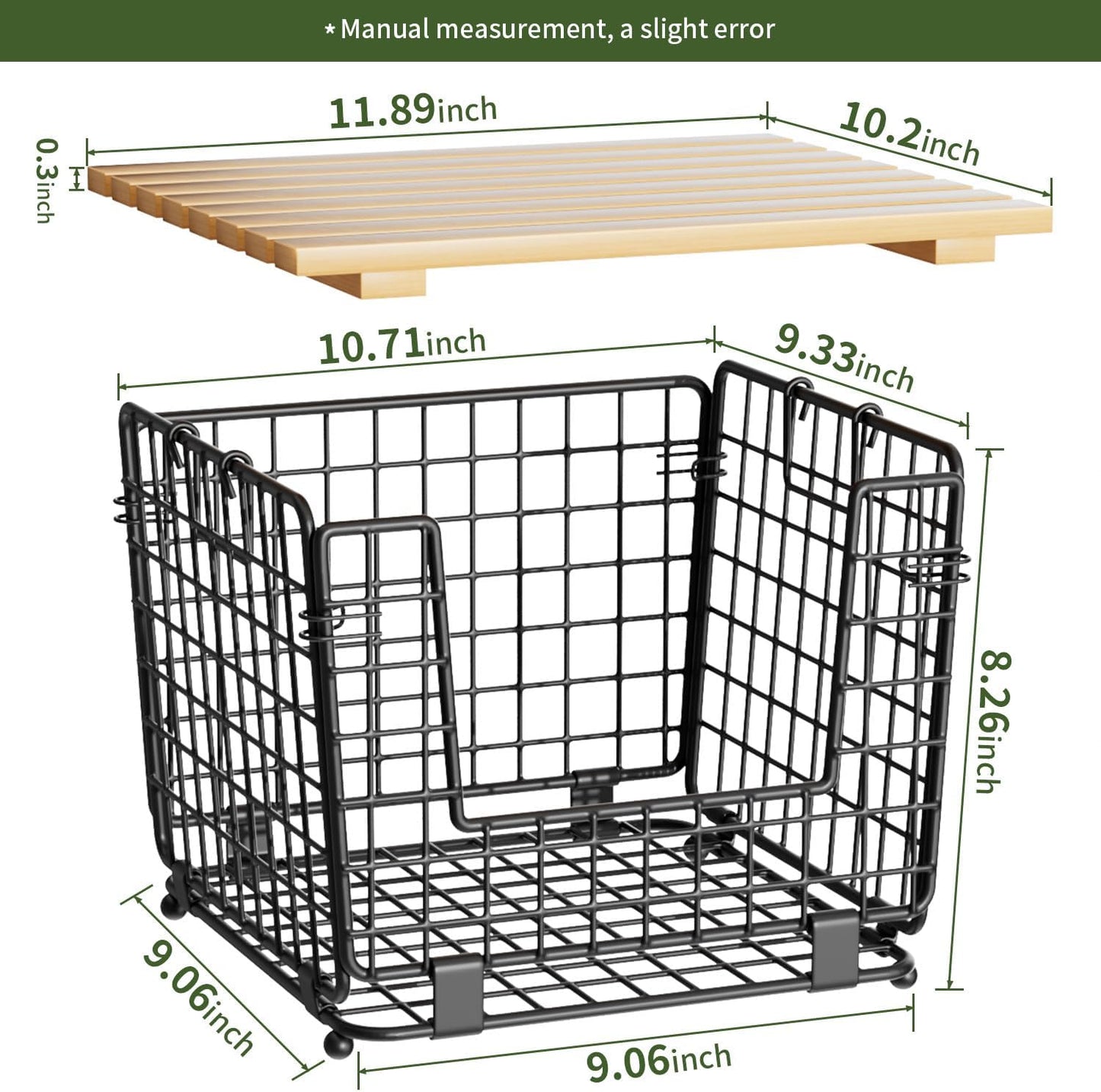 Wire Storage Basket for Kitchen Pantry: GGIU Stackable Kitchen Counter Organizers - Wire Organizing Bin for Produce Vegetable Potato and Onion Black