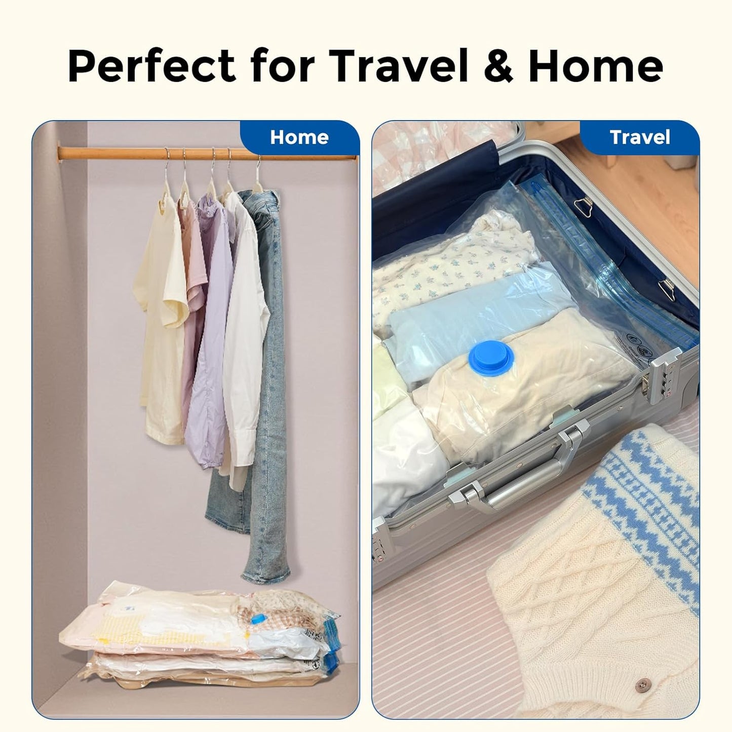 ETENWOLF 20 Pack Vacuum Storage Bags, Vacuum Seal Bags for Clothes and Travel, Space Saver Bags in Multiple Carry-On Sizes, Perfect for Luggage and Suitcases