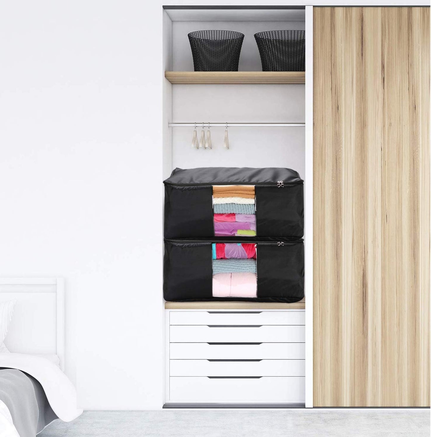 Clothing Pillow Beddings Blankets Organizer Storage Containers With Zippers,Breathable and Moistureproof.