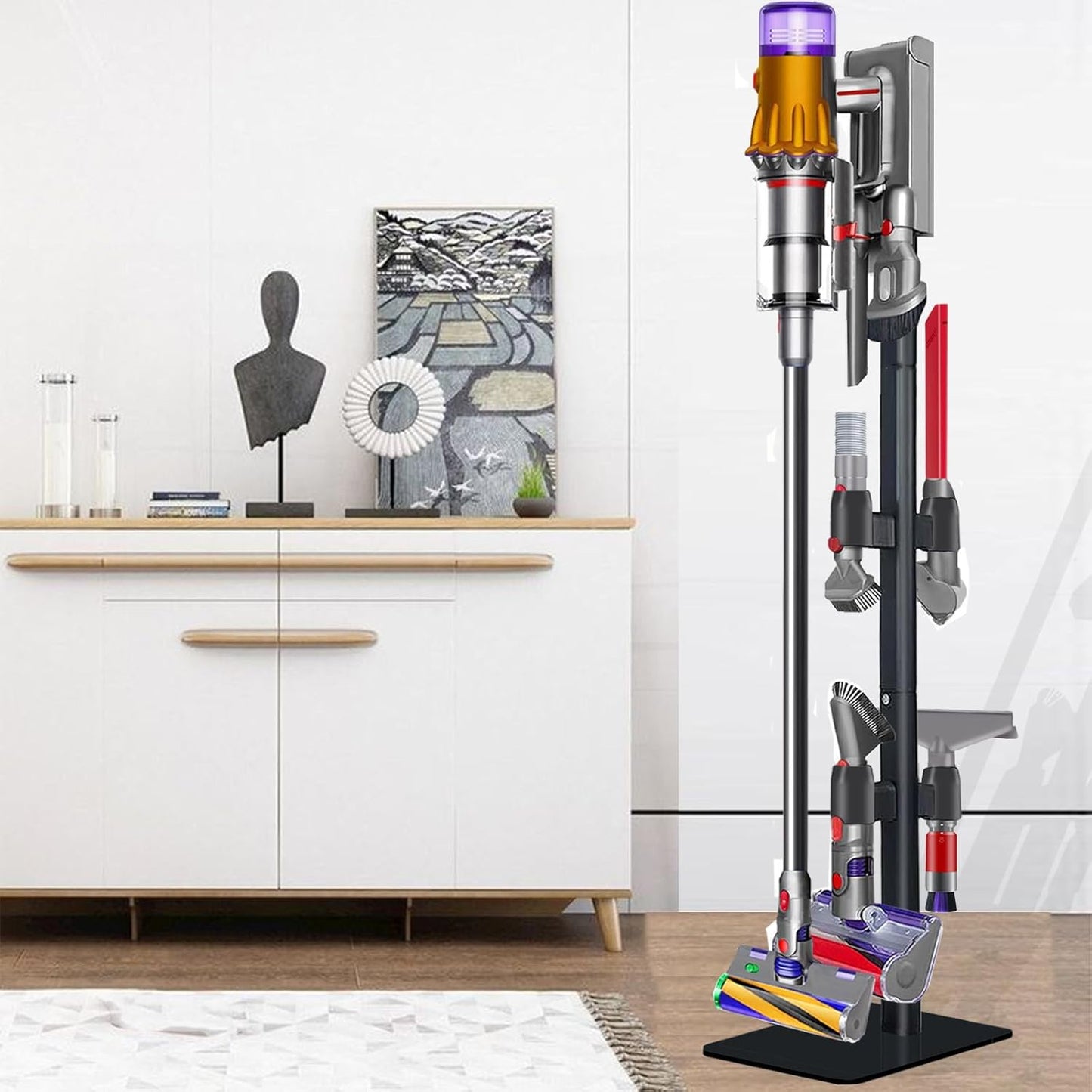 Vacuum Stand Compatible with V7 V8 V9 V10 V11 V15 Gen5(Max.11 Accessories),Metal Storage-Bracket-Stand-Holder-Organizer includes Trigger Lock Easy-Access Storage docking station