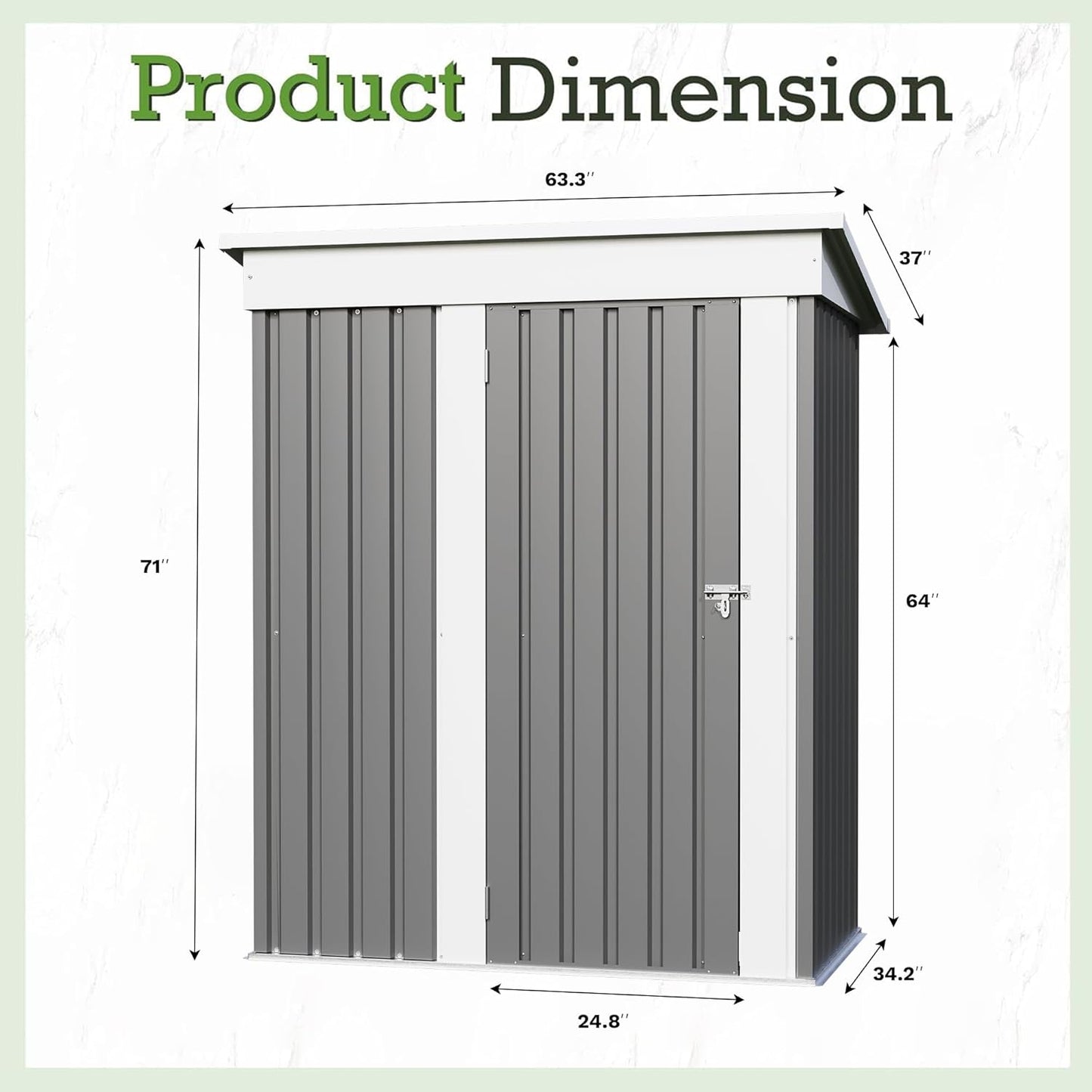 Furniwell 5x3 FT Outdoor Storage Shed, Metal Garden Sheds Outdoor Storage House with Single Lockable Door for Backyard Patio Lawn, Gray