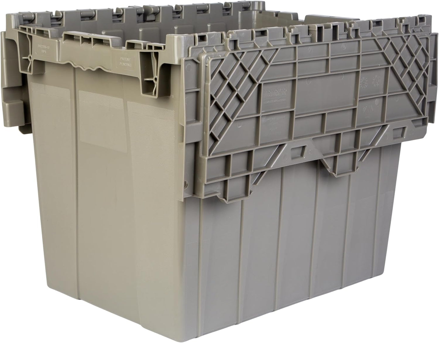 Hudson Exchange 21.9 x 15.2 x 17.2” (17.2 Gallon, 3 Pack) Storage Tote Distribution Container with Hinged Attached Lid, Gray/Brown
