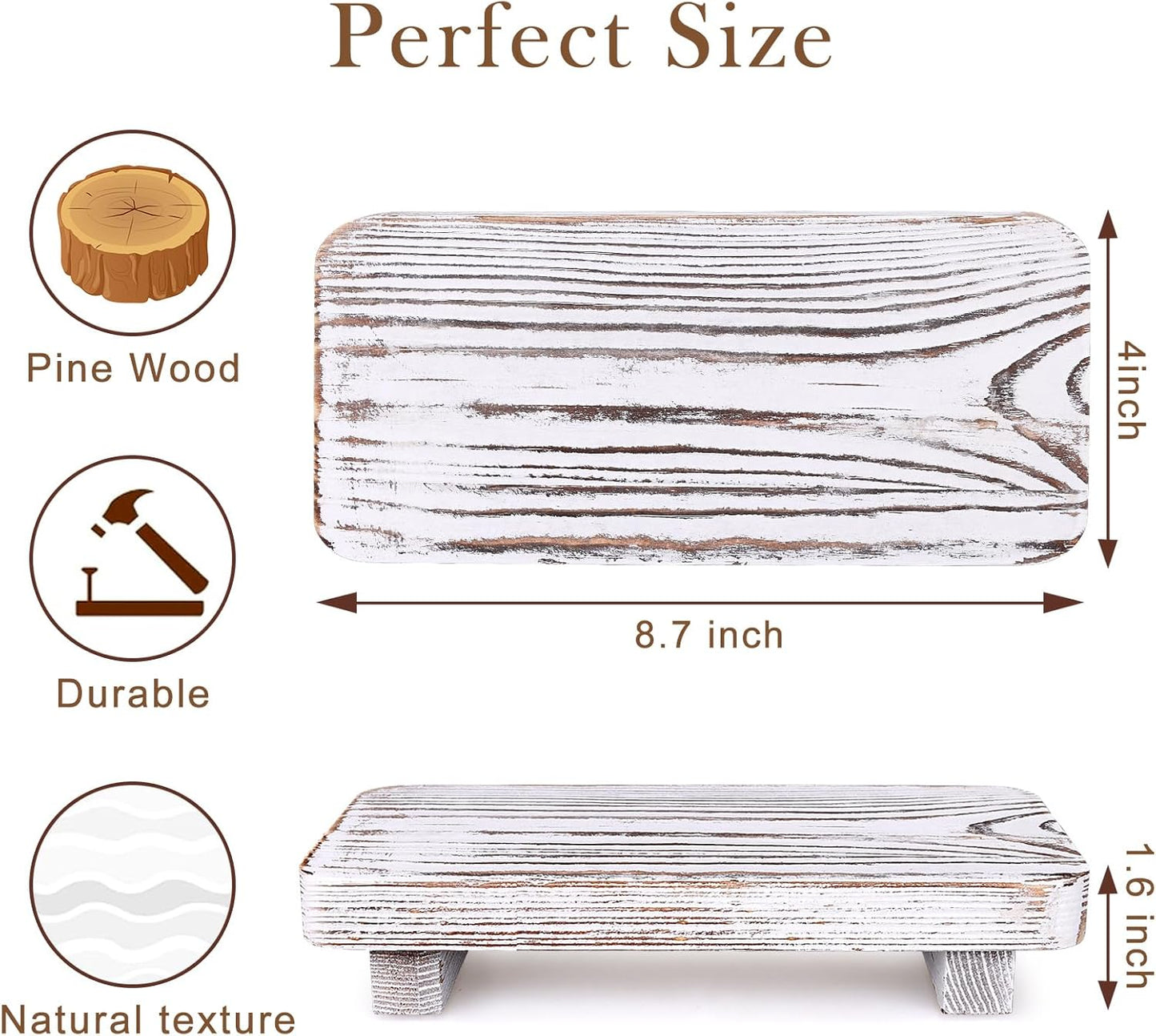 Bathroom Counter Organizer Wooden Display Stand White Pedestal Stand Kitchen Countertop Trays Decoration Small Wood Riser Dish Soap Dispenser Holder for Bathroom Decor Sink Accessories Vanity Tray