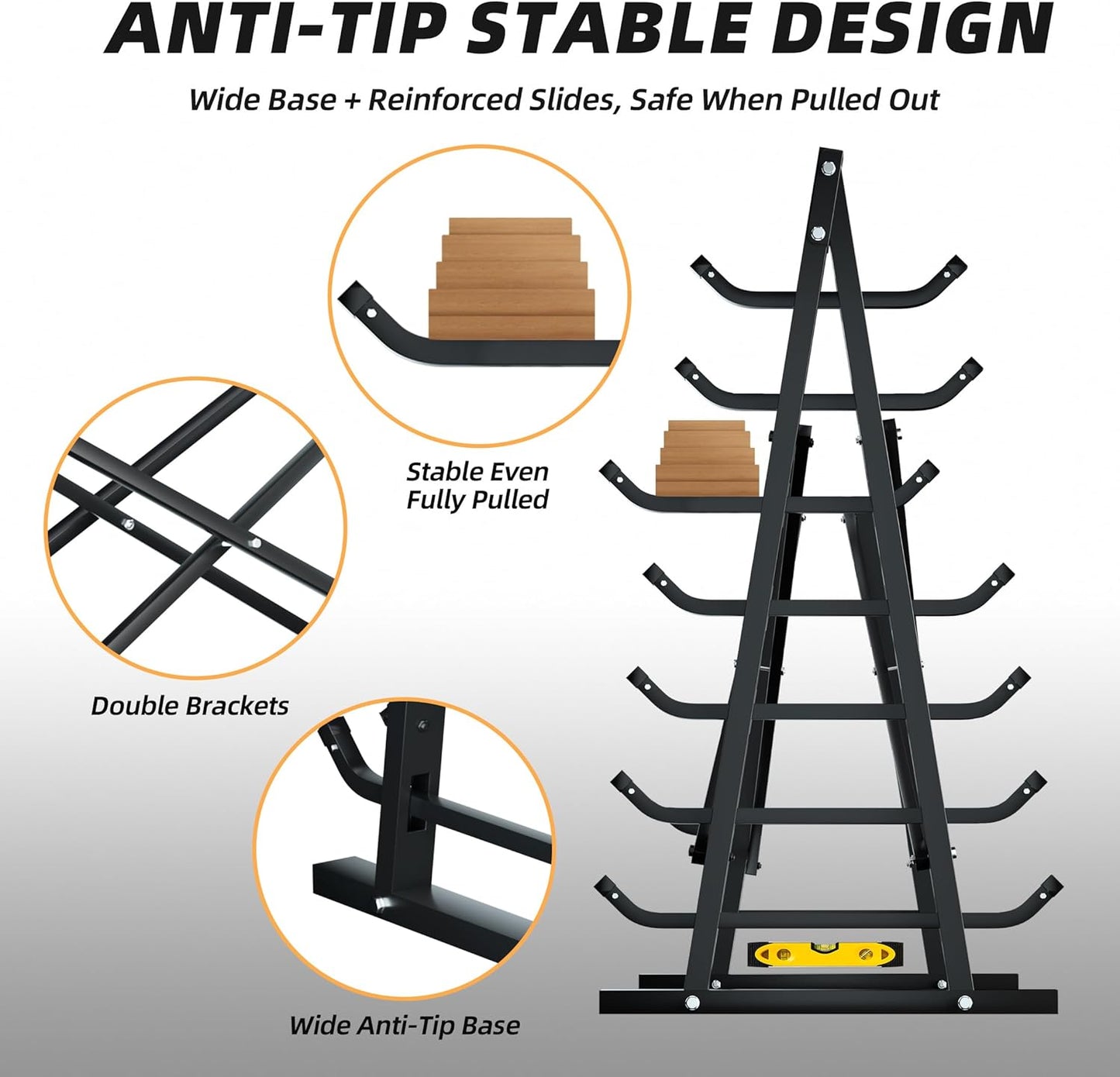 7-Tier Horizontal Storage Rack, Heavy-Duty Freestanding Steel Horizontal Bar Storage Cantilever Rack, Standing Lumber Horizontal Storage Rack, Metal Arms Pallet Racking Up to 5000 Lbs