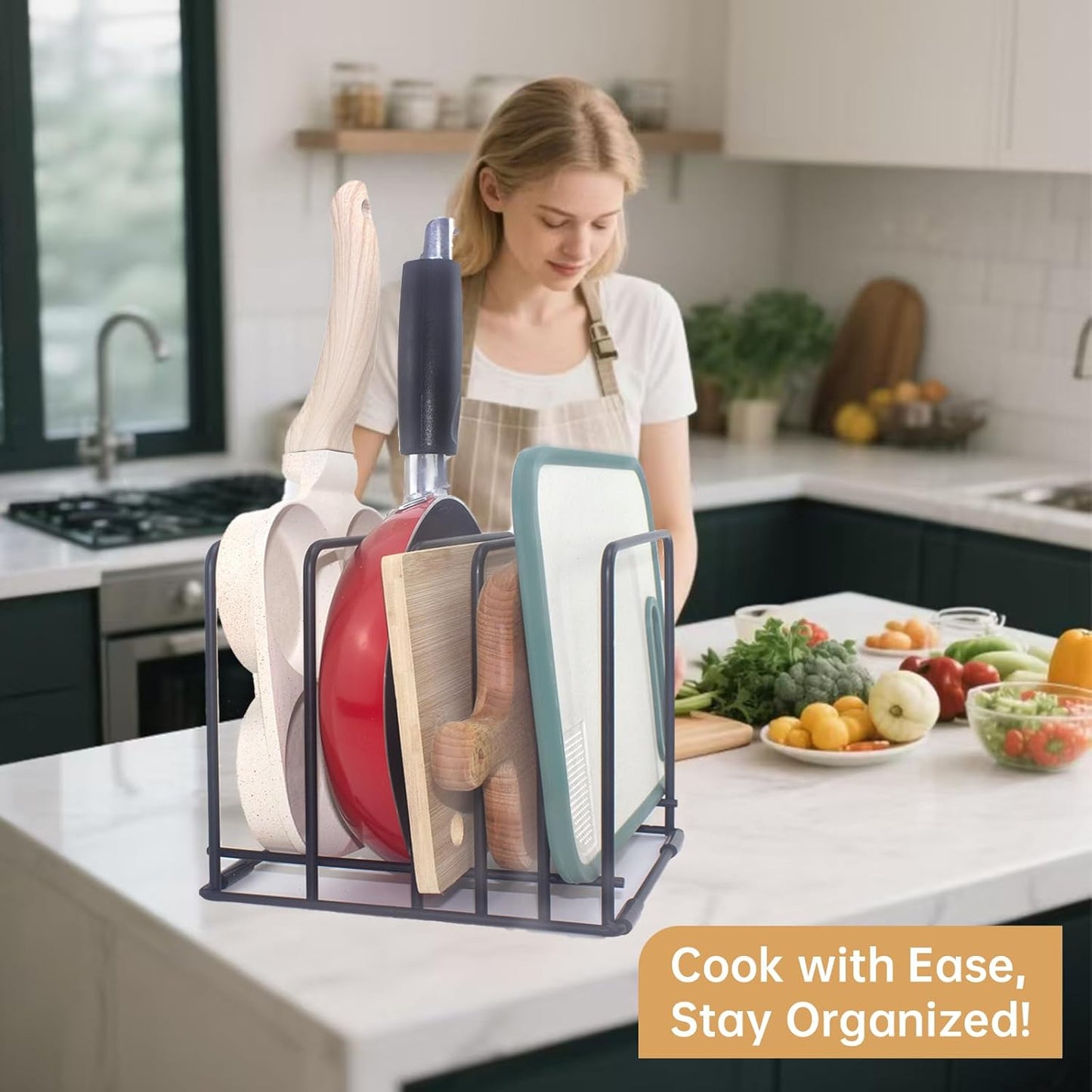 Cutting Board Organizer,Kitchen Cabinet Organizer,Divided Rack with 5 Slots for Baking Trays,Space-Saving Kitchen Storage for Cookie Sheet,Thin Pans and Baking Sheets Holder (small-1pcs)