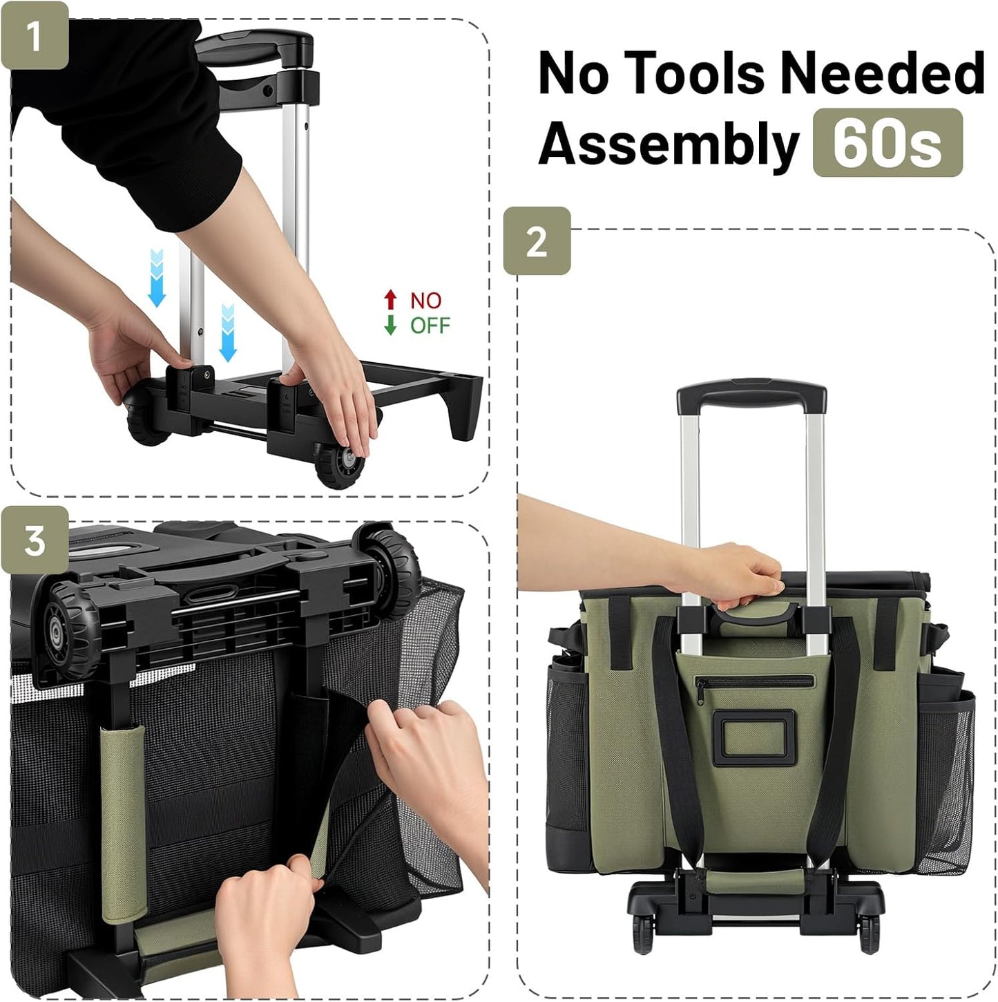 Large Cleaning Caddy for Cleaning Supplies Organizer, Rolling Cleaning Caddy Bags with Wheels for Housekeepers, Cleaning Carts on Wheels for Home Car Office Picnic