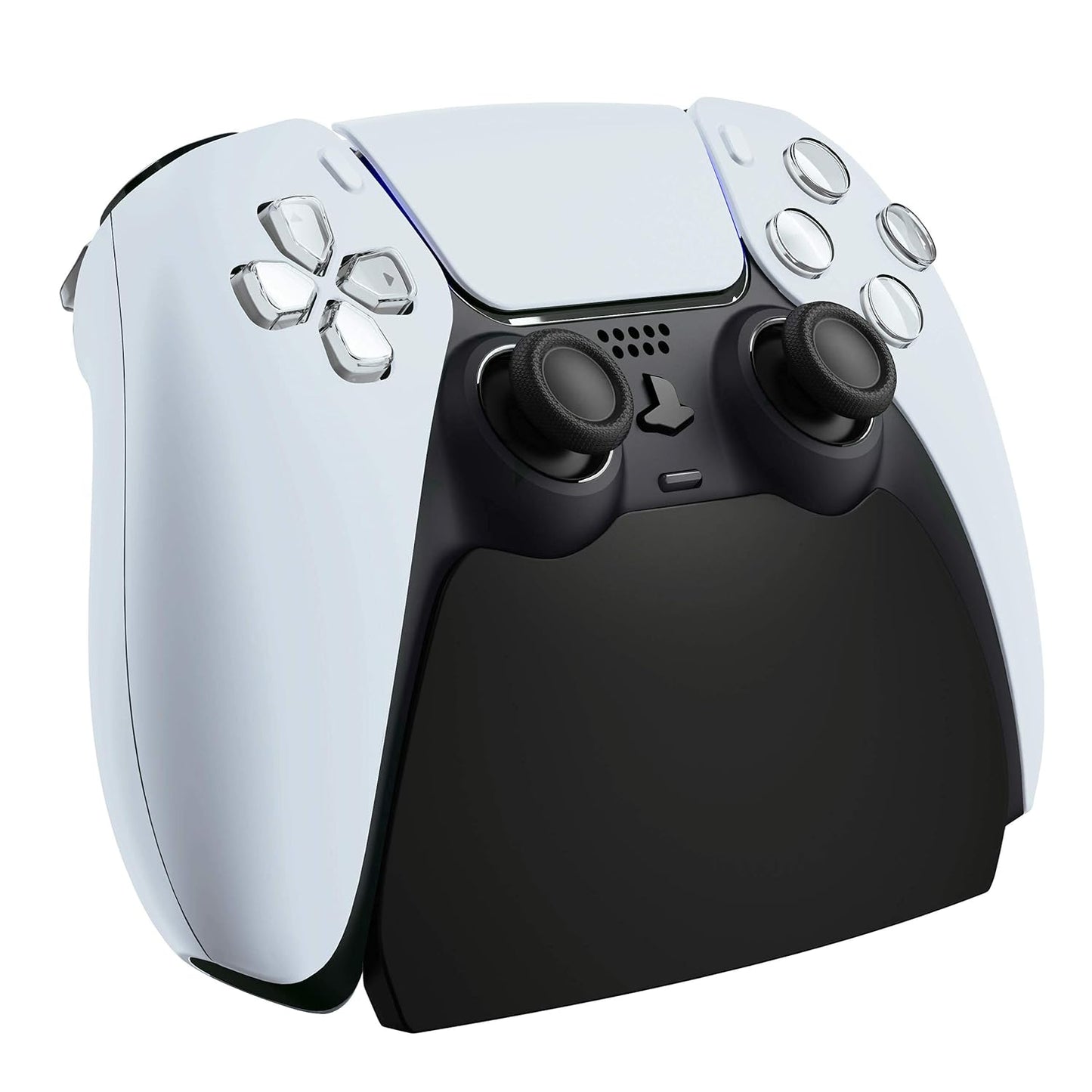 PlayVital Solid Black Controller Display Stand for ps5, Gamepad Accessories Desk Holder for ps5 Controller with Rubber Pads
