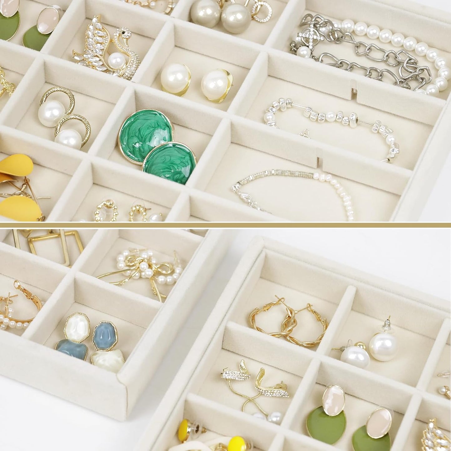 Large Velvet Jewelry Organizer, Velvet Jewelry Organizer Sunglasses Storage Organizers, Large Jewelry Drawer Organizer Tray, Eyeglass Organizer Earring Holder Ring Display (Earring Tray)