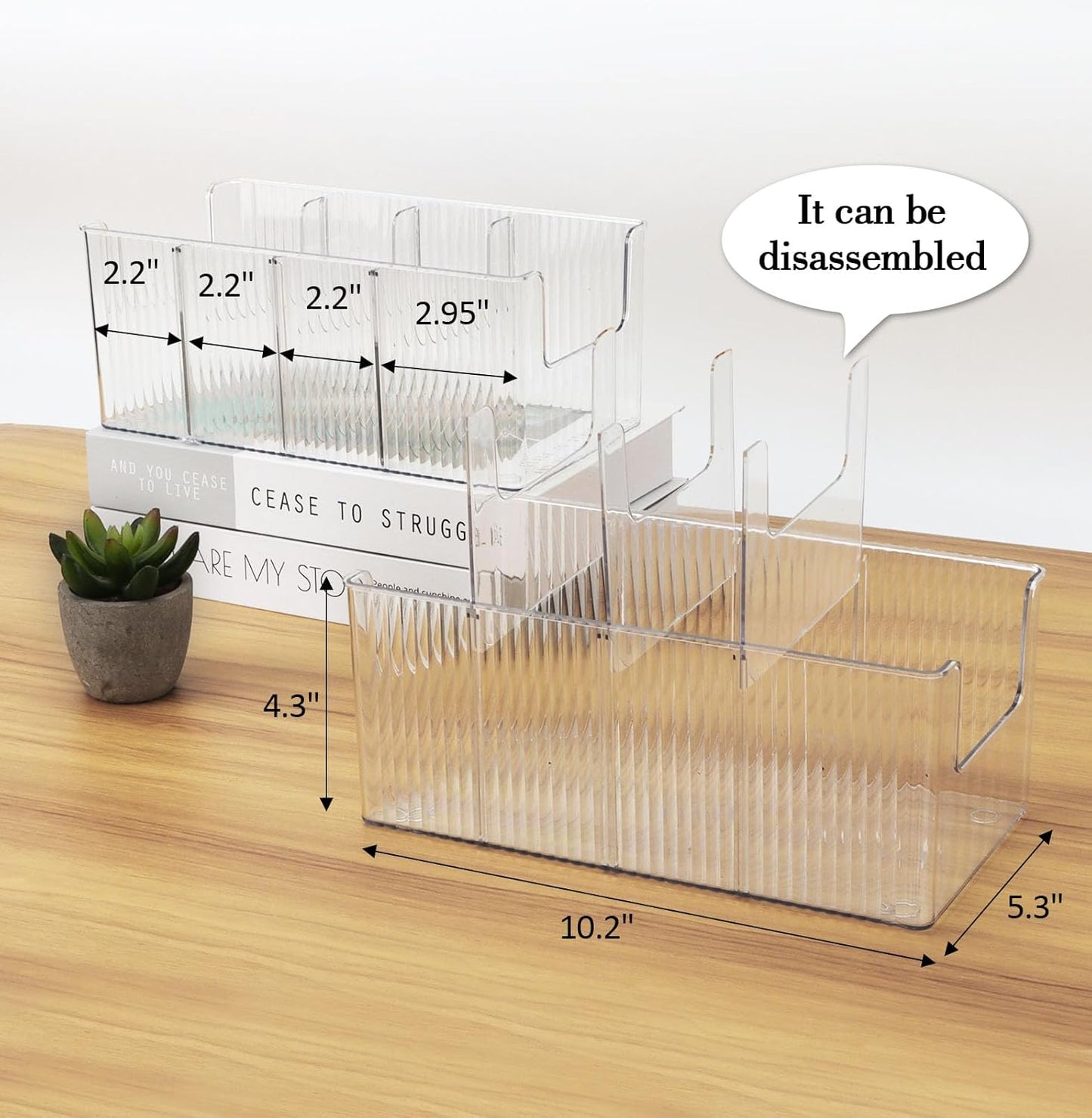Acrylic Belt Organizer - 2 Pack with Adjustable 4 Compartments & Stackable Design, Clear Storage for Closet and Drawer Organization