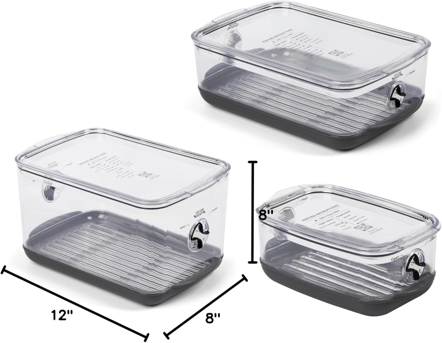 Progressive ProKeeper Stackable Produce ProKeeper Storage Container with Stay-Fresh Vent System (PKS-3PC-Produce+)