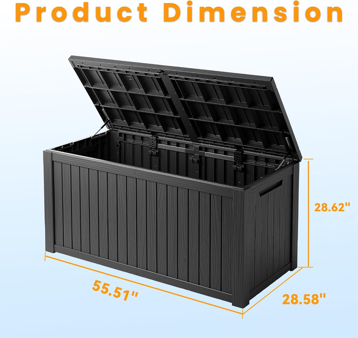 200 Gallon Resin Deck Box, Lockable Patio Outdoor Storage Box for Furniture, Garden Tools and Tools Storage, Waterproof Outside Storage Boxes - Black