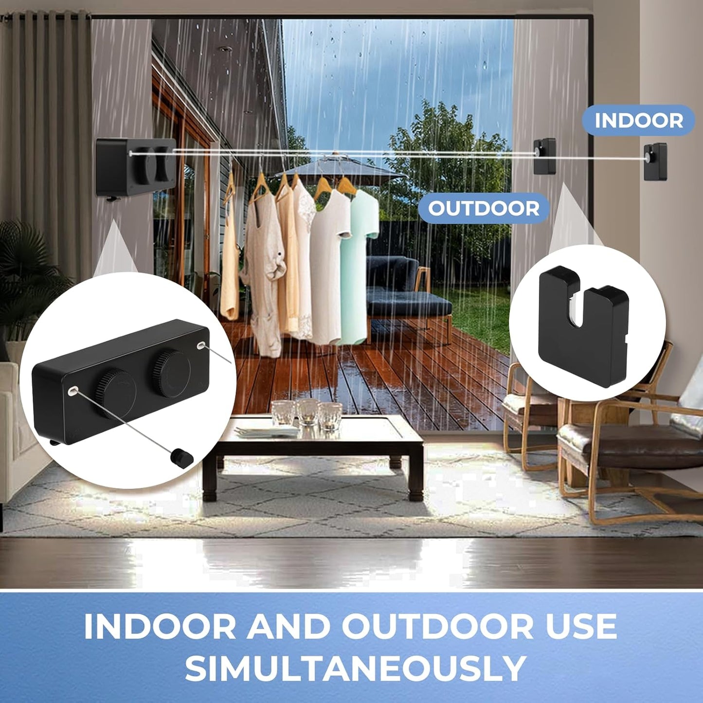 Retractable Clothesline Indoor Outside Heavy-Duty, Upgrade 304 Double Stainless Steel Shower Room Clothes line, Fit Rv Balcony Courtyards Indoor Drying Rack Clothesline, 13.8ft