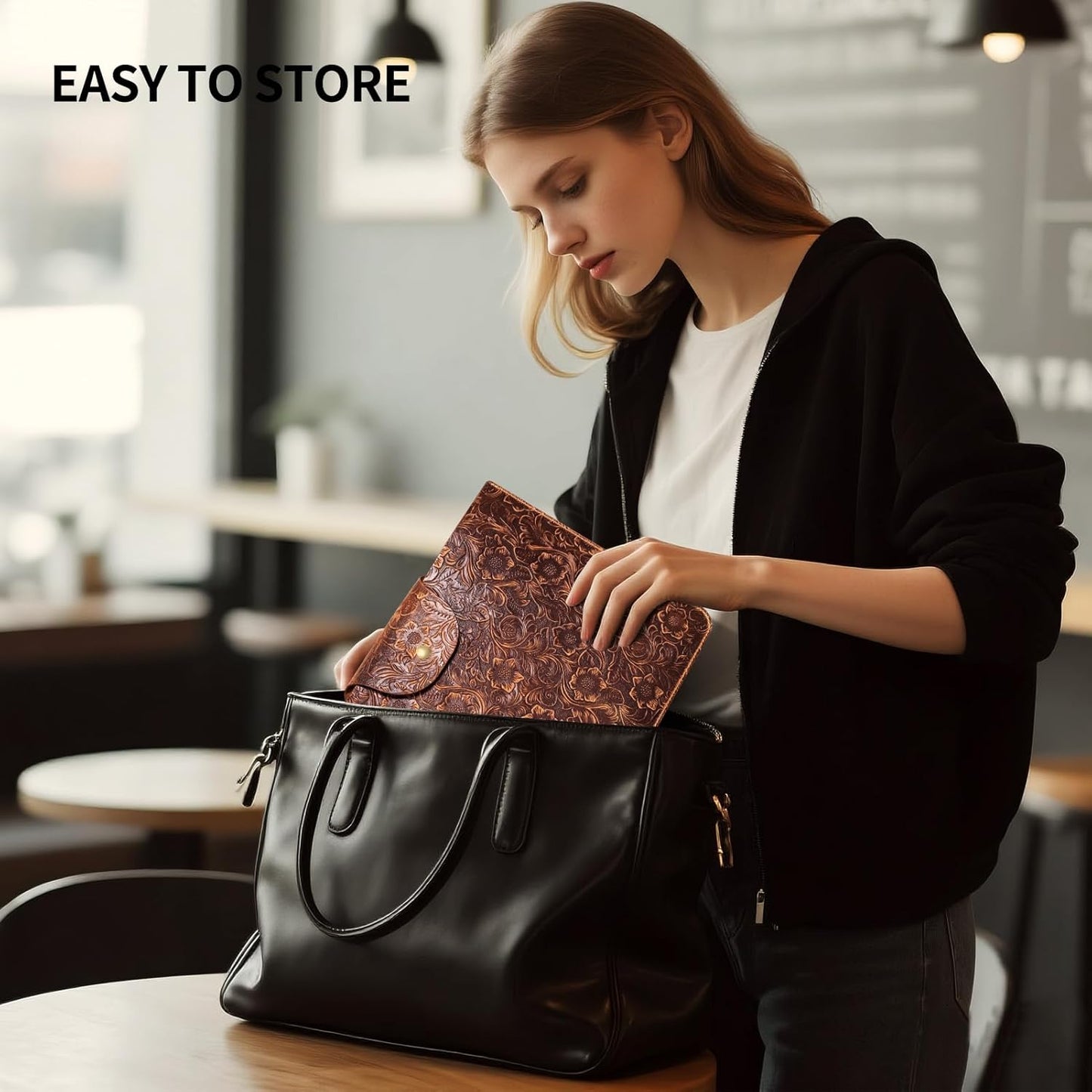 Genuine Leather Laptop Sleeve,Compatible with MacBook Pro 13 Inch M2 M1(2025-2016)&MacBook Air 13 Inch M4 M3 M2 M1(2025-2018),Vintage Protective Computer Case with Floral Pattern,Brown