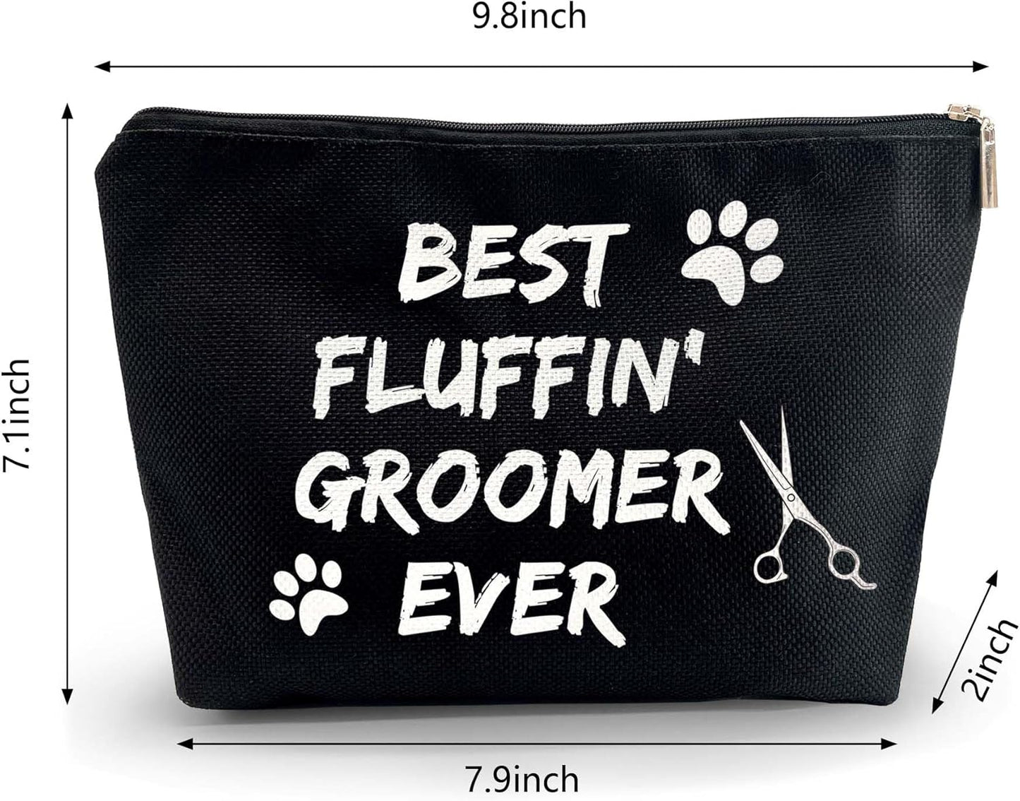 Dog Groomer Grooming Cosmetic Zipper Bag - Black Gift for Dog Lovers, Salon Gifts, Pet Groomer Tool Kit