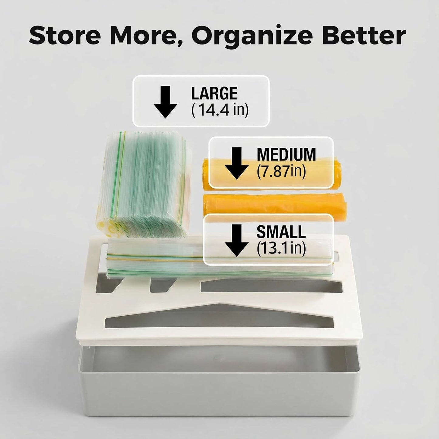 Li & Zhao Storage Bag Organizer Kitchen Drawer - Baggie Organizer for Drawer Foil and Plastic Wrap Organizer Bag Storage Organizer Food Bag Dispenser for Quart Gallon Snack Sandwich Bag