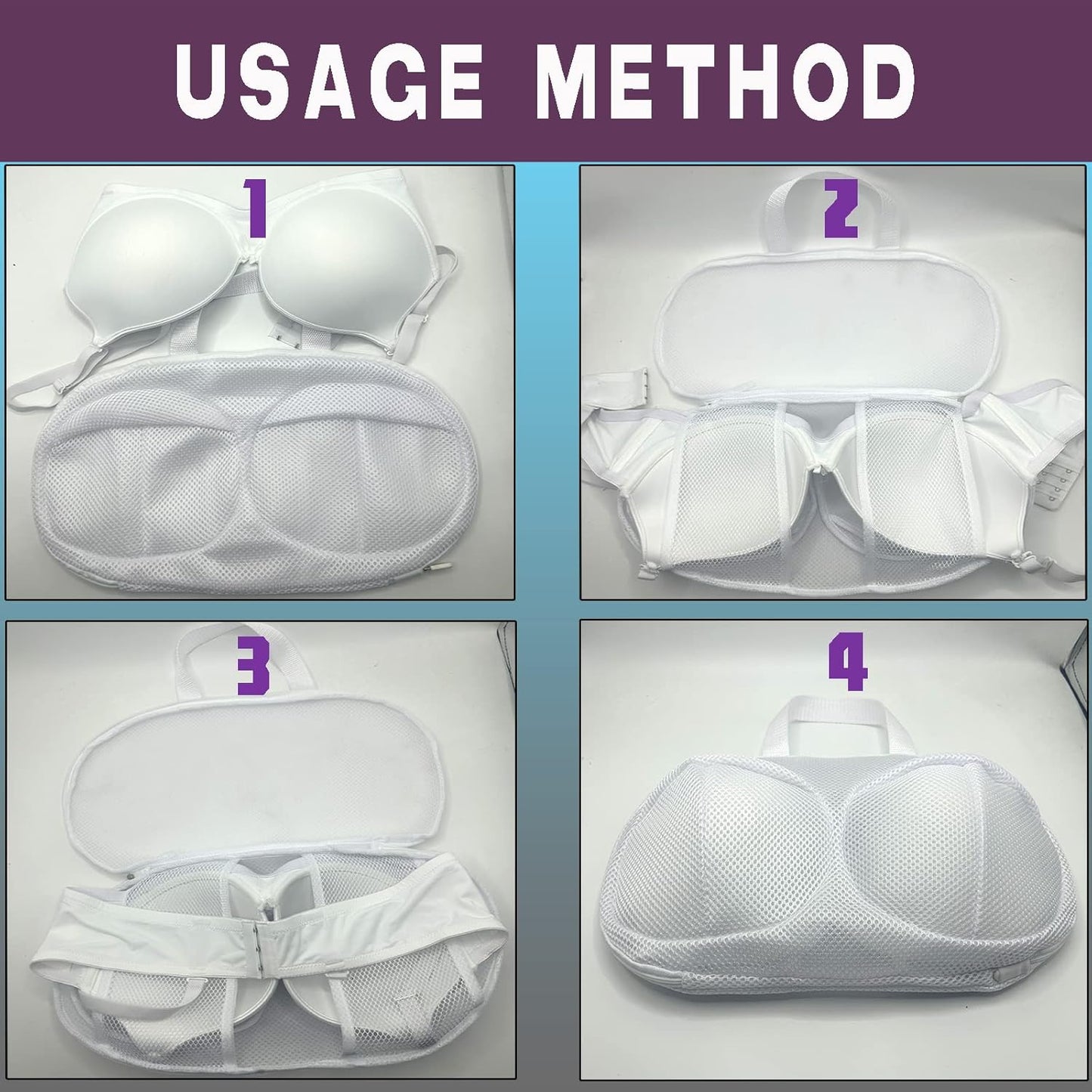 Large Bra Laundry Bags for Washing Machine, Fits All Cups Anti Deformation Bra Washing Bag, Lingerie Bags for Washing Delicates (2 Pack White)