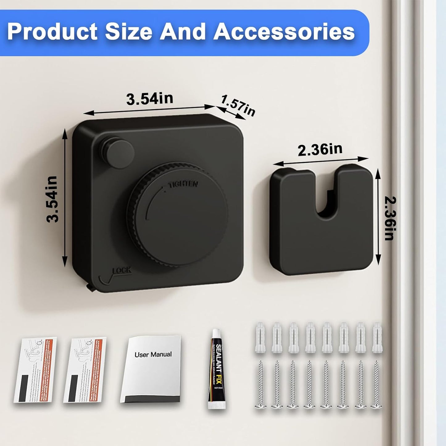 Retractable Clothesline Indoor & Outdoor, 15.6 Ft Non-Sagging Stainless Steel Laundry Line with Wall Mounted Heavy Duty Design, Space-Saving Drying Rack for Bathroom, Balcony(Square Black)