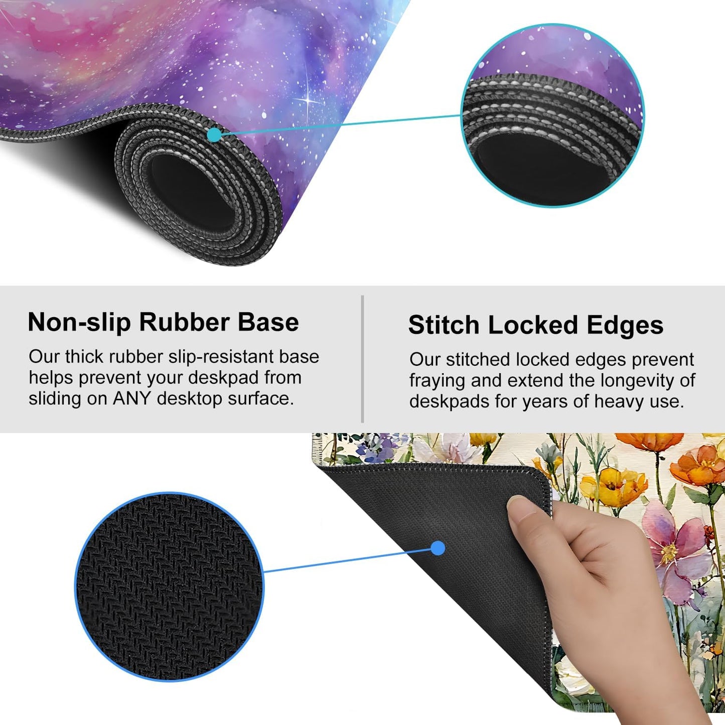 Galaxy Mouse Pad Large, Extended Gaming Desk Mat – 335.43 x 15.75 in – Watercolor Nebula Starry Sky Design, Stitched Edges, Non-Slip Base, Keyboard and Mouse Pad for Office & Home