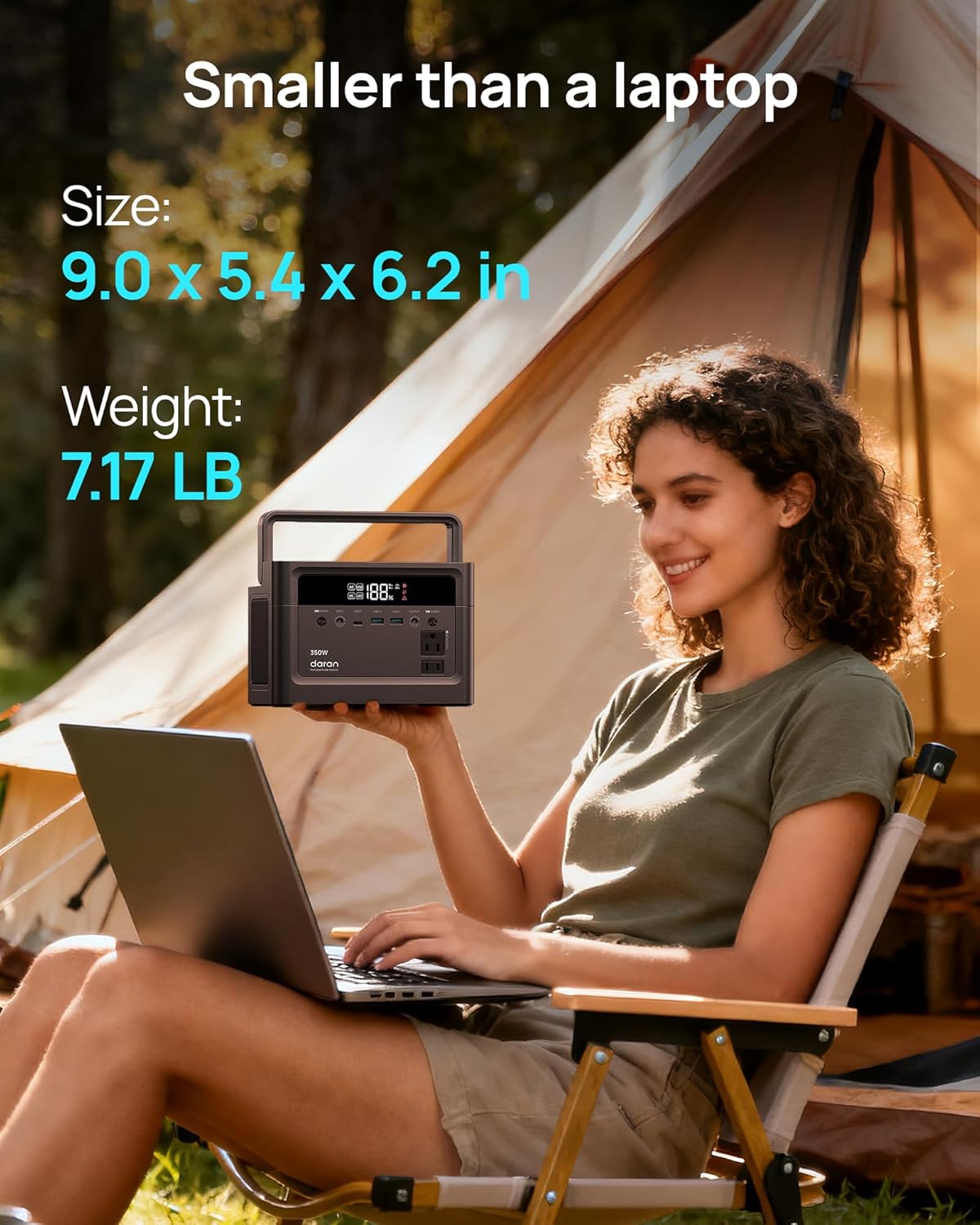 Portable Power Station, 288Wh (90,000mAh) LiFePO4 Battery, 350W (700W Peak) Power Bank with AC Outlet, Mini Solar Generator 7-Port Design for Emergency, Hurricane, Christmas(Solar Optional)