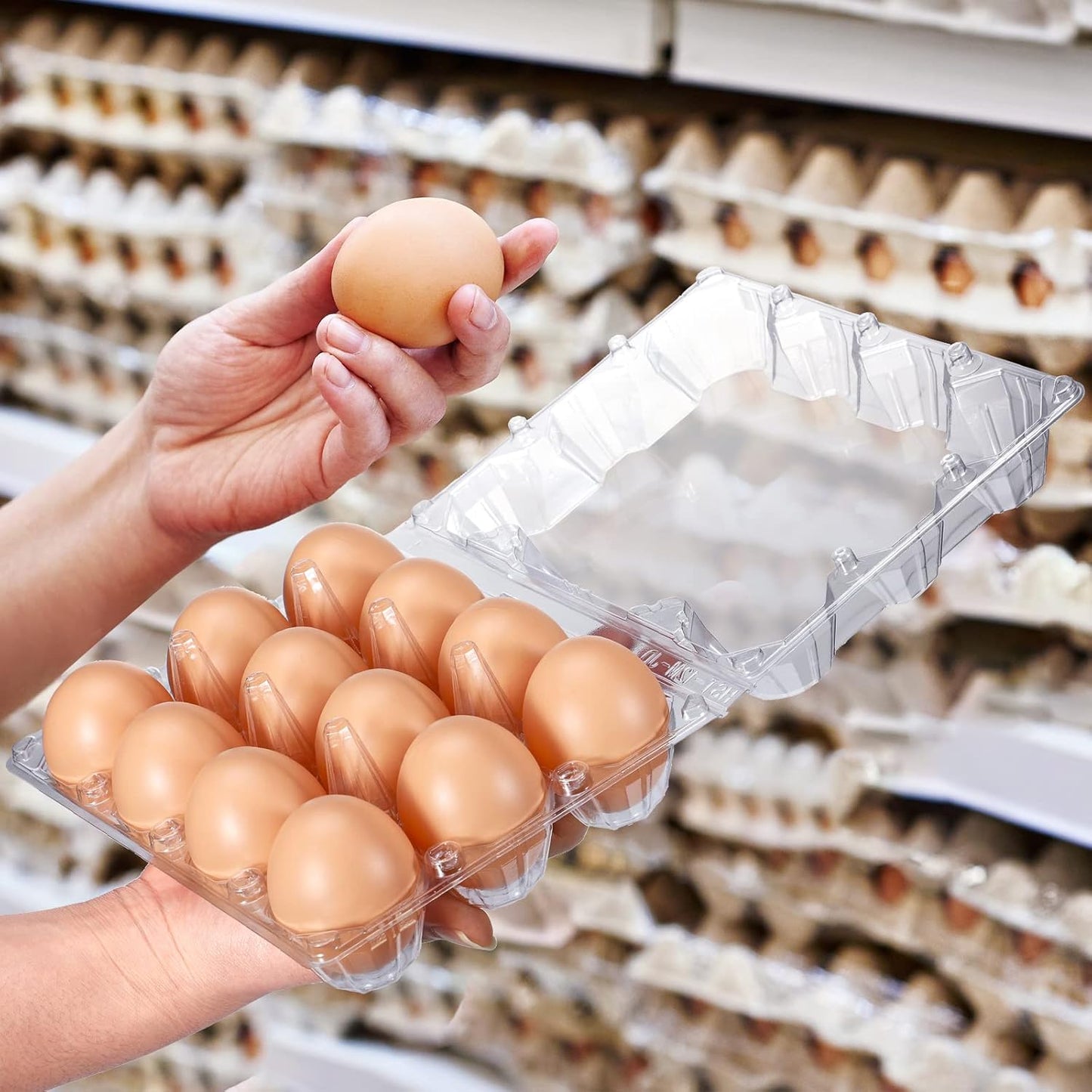 Zubebe 200 Pieces Clear Plastic Egg Carton - Bulk Empty Chicken Tray Holds Securely for Farm Business Market Home Refrigerator Storage (3 x 4 Grids)