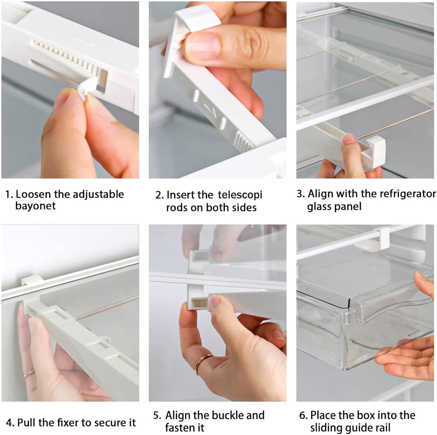 URALFA 2 Pack Fridge Drawer Organizer Egg Holder For Refrigerator Pull Out, Refrigerator Drawers for Fruit and Vegetable, Transparent Organization and Storage Box Fit for Fridge Shelf