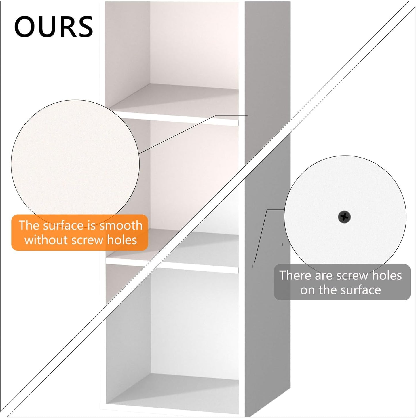 4 Cube Storage Organizer, 4 Tier Cube Bookcase Freestanding Storage Display Organizer for Home Office, Four Cubes Open Shelf Bookshelf (White, 4 Cube)
